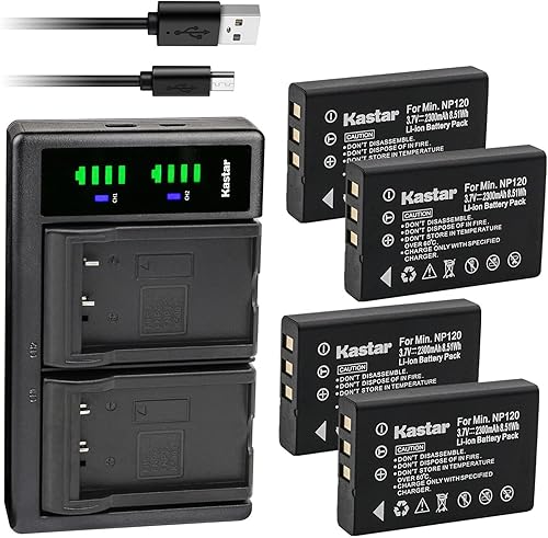 Miniatura 8 de Kastar Paquete de 2 baterías y cargador USB LTD2 de repuesto para cámaras Ricoh Caplio G3S, Caplio G4, Caplio G4 Wide, Caplio GX, Caplio GX8, Caplio