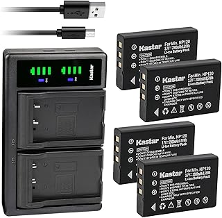 Kastar 4-Pack Battery and LTD2 USB Charger Replacement for Ordro HDV-D9, HDV-D9II, HDV-D10, HDV-D80, HDV-D80S, HDV-D100, HDV-D200, HDV-D300, HDV-D320, HDV-D325, HDV-D395, HDV-V7, HDV-V7 Plus Cameras
