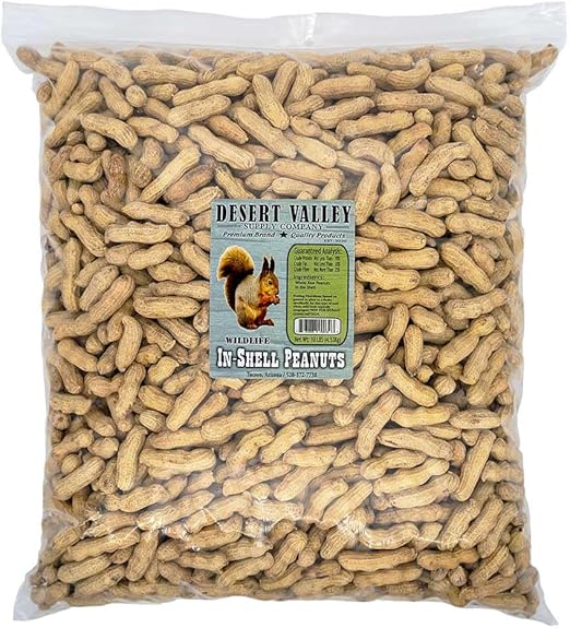 Desert Valley in Shell Peanuts, All Natural Premium Wild Bird and Wildlife Food for Squirrels, Chipmunks, Cardinals, Jays, Woodpeckers and More (8 Pounds)