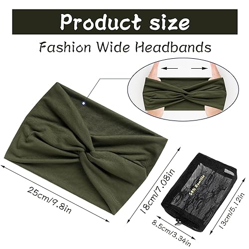 Miniatura 3 de S&N Remille Diademas anchas para mujer, banda para el cabello grande, diadema elástica antideslizante, accesorios con nudos torcidos, accesorios