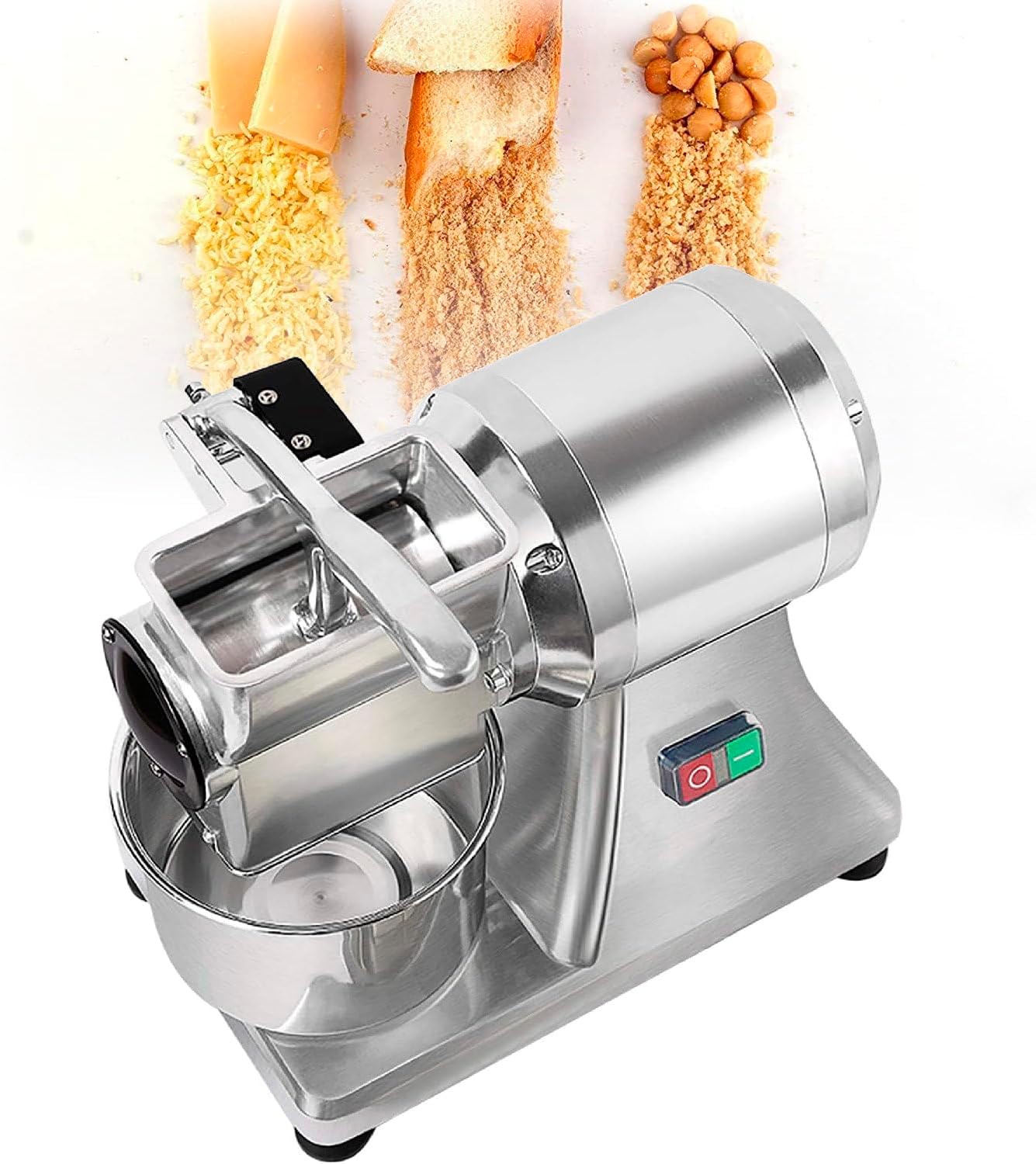 Electric Food Grinder, Stainless Steel Cheese Slicer and Grater, Automatic Shredder for Cheese Butter Bread Bran