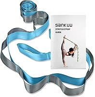 Vista 8 de SANKUU - Correas de yoga para estiramiento con 12 bucles, póster de entrenamiento, correas para estiramiento, equipo de terapia física, bandas