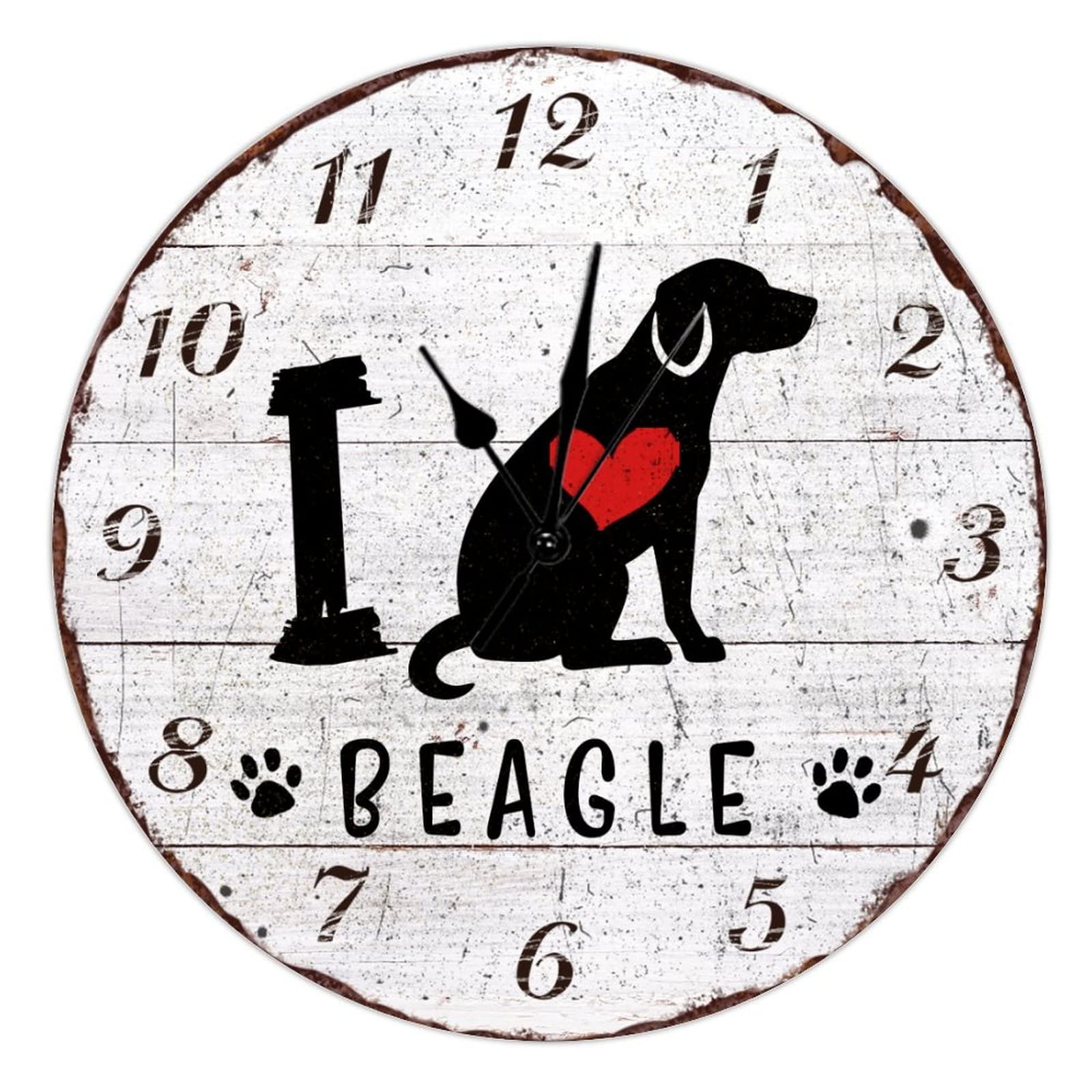 Horloge murale en bois silencieuse grand format 38 cm cadeau chien