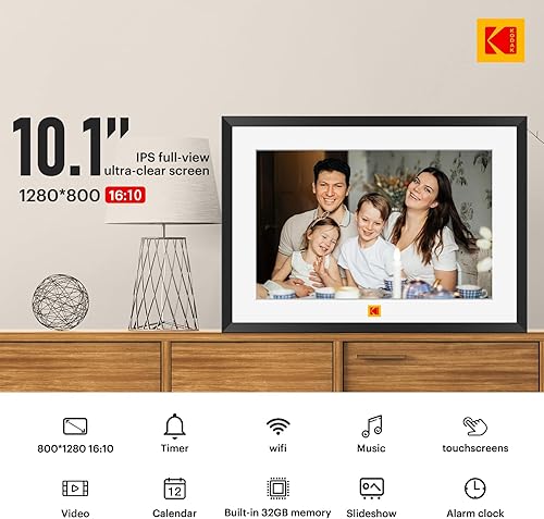 Miniatura 22 de KODAK Marco de fotos digital WiFi, 1920 x 1200 HD, marco de fotos digital con pantalla táctil, marco de fotos digital inteligente de 10.1 pulgadas