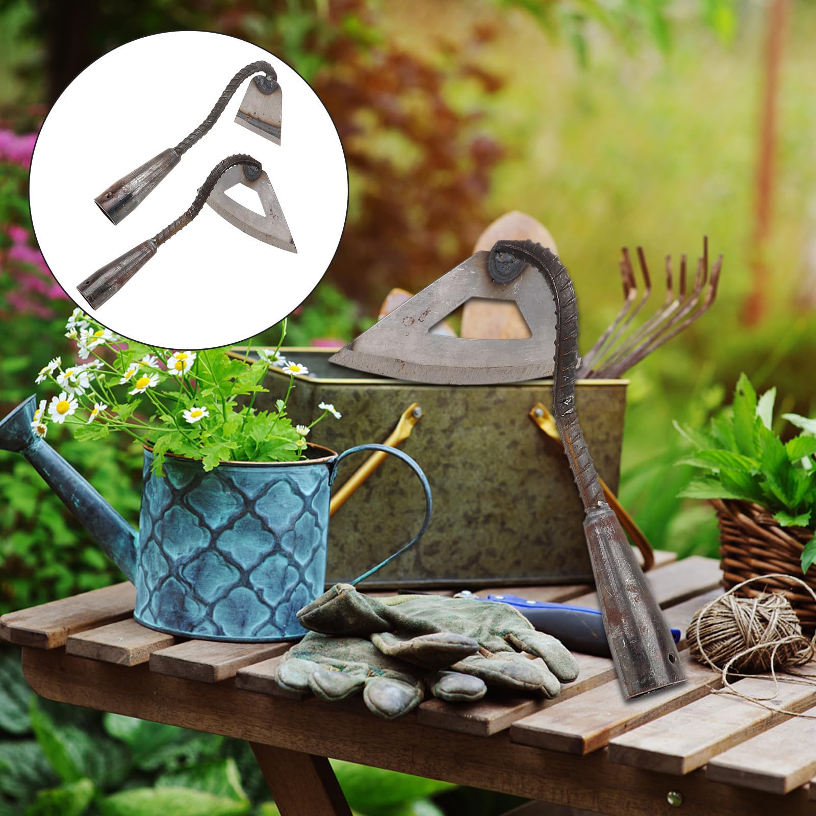 Toyvian 2 Piezas Azada para Desherbar de Acero al Manganeso, Herramienta de Jardinería y Arado, para Trasplantar y Labrar, Cómoda y Práctica, para Huerto y Cultivo