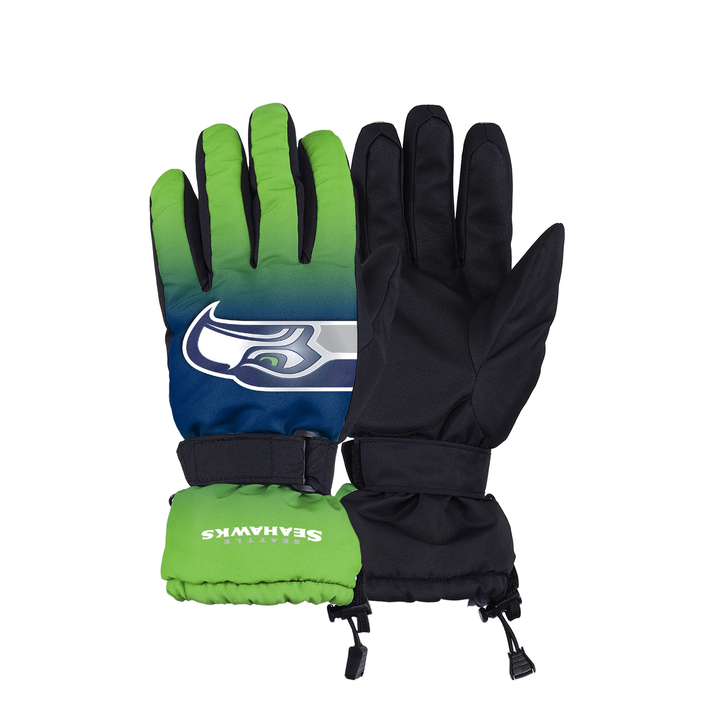 FOCO NFL Seattle Seahawks Insulated Gradient Big Logo Gloves, Team Colors, Large/X-Large