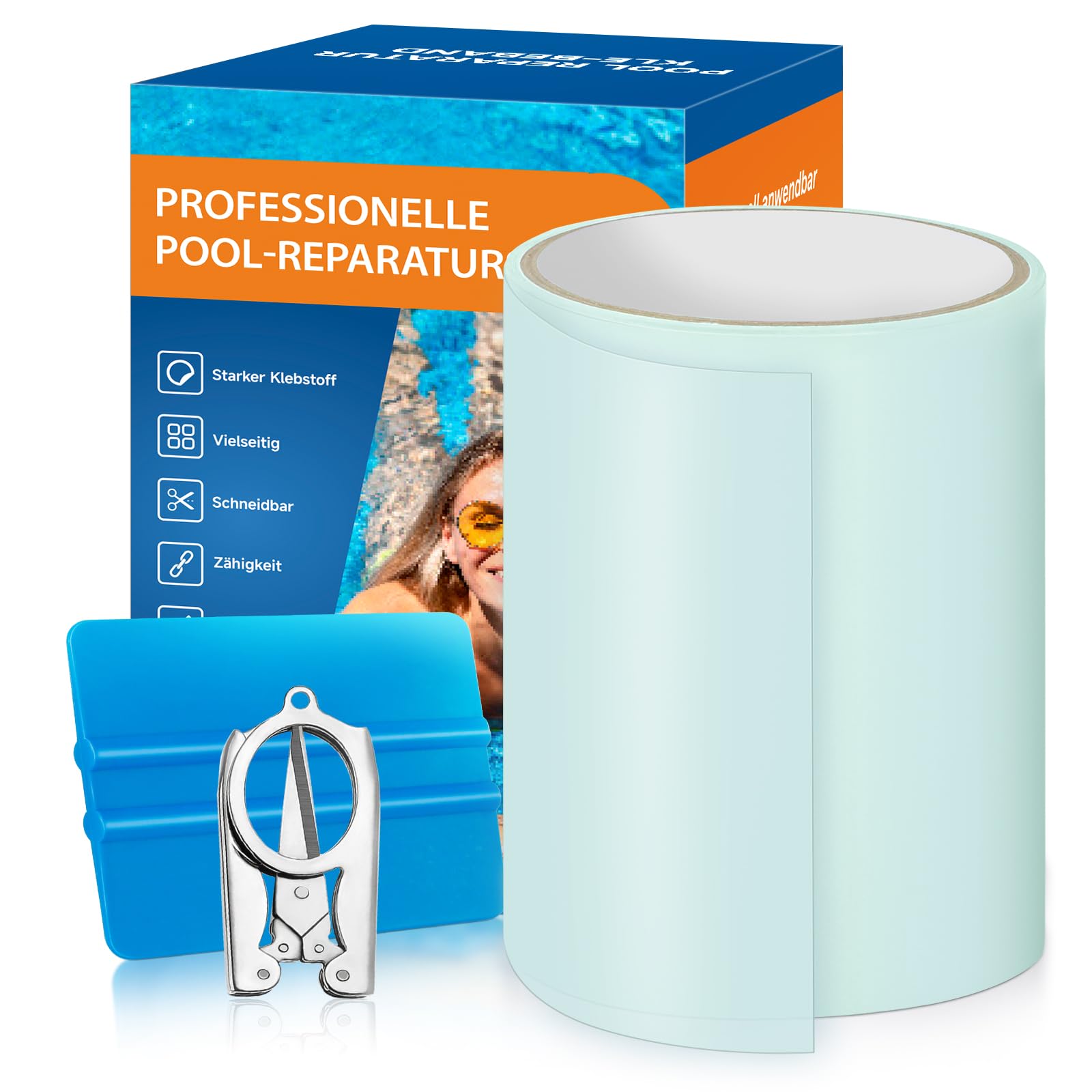 Poolflicken Reparatur-Klebeband für Pool 150 x 10 cm transparent