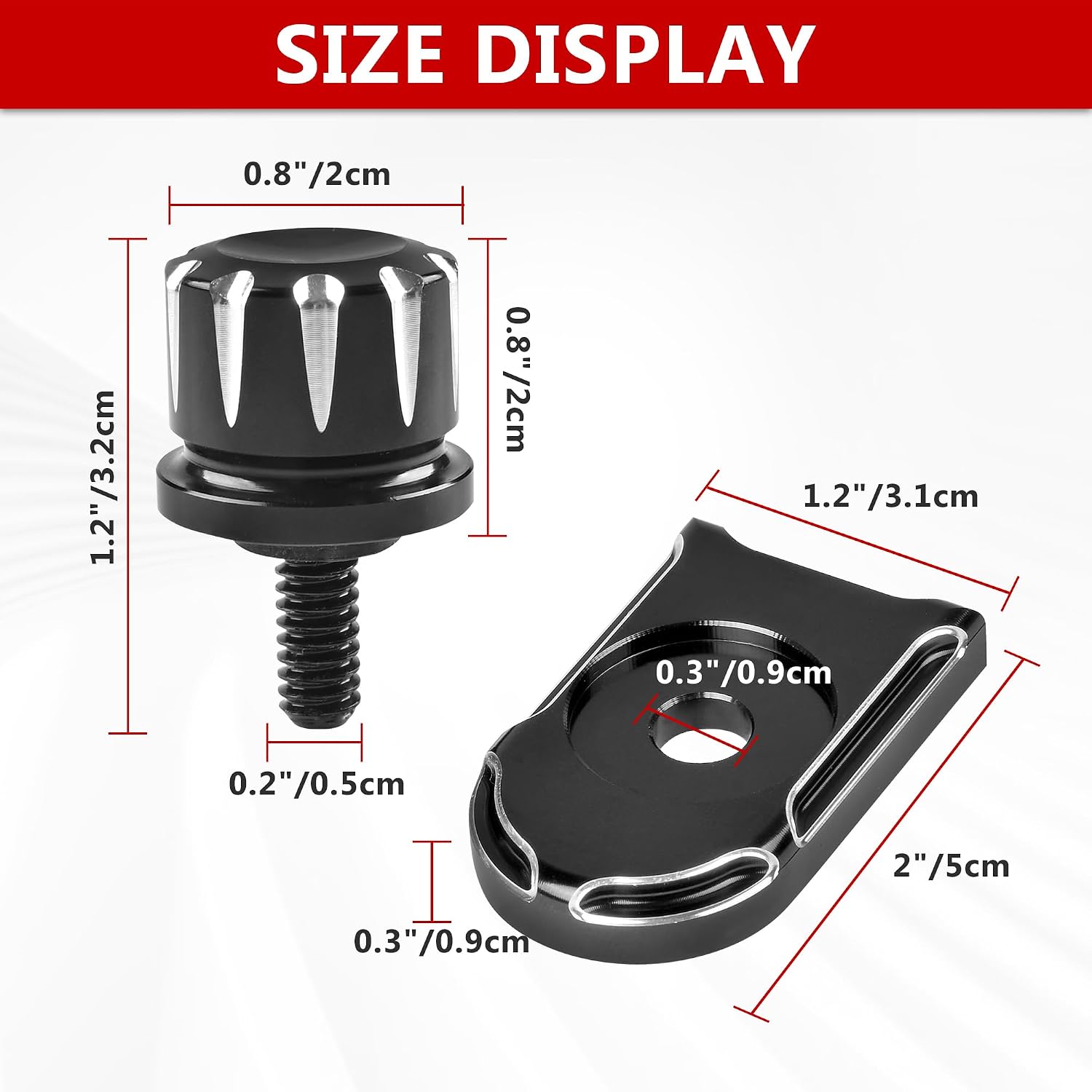 Motorcycle Knurled Rear Fender Screw Seat Bolt Kit with Knob Cover Tab Compatible with Harley Touring 1996-2024 Accessories(Black)