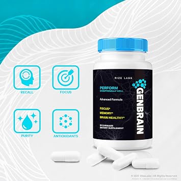(2 Pack) GenBrain Memory Supplement, GenBrain Extra Strength Brain Support Capsules, GenBrain Advanced Memory Complex, GenBrain Pure All-Natural Pills, Gen Brain Reviews (120 Capsules)