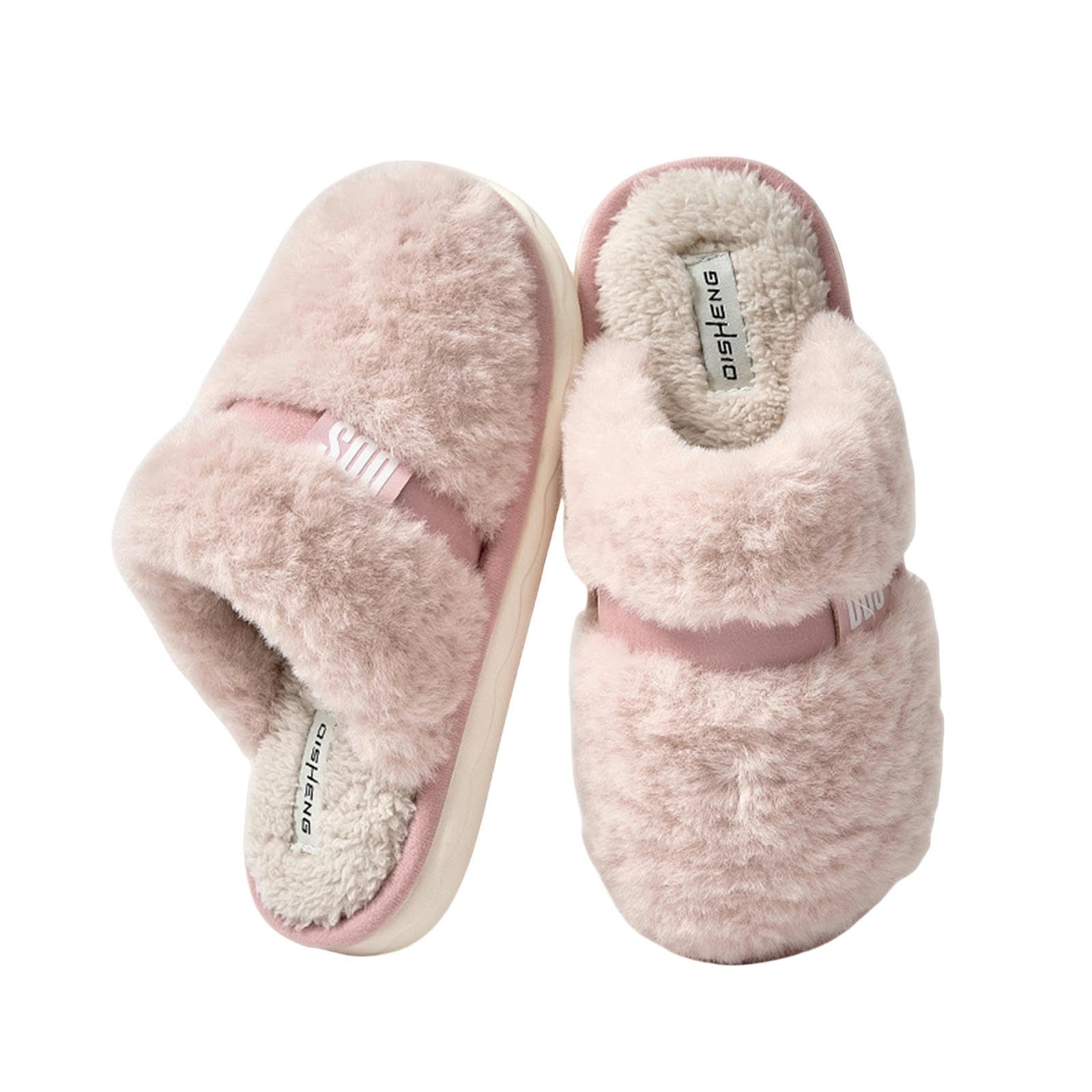 Ciabatte Donna Invernali Pantofole di Cotone Ladies da Donna Coppia Non Slittata Peluche Modelli Invernali Maschi-Lotus Root Pink-38-39(Suitable For37-38)