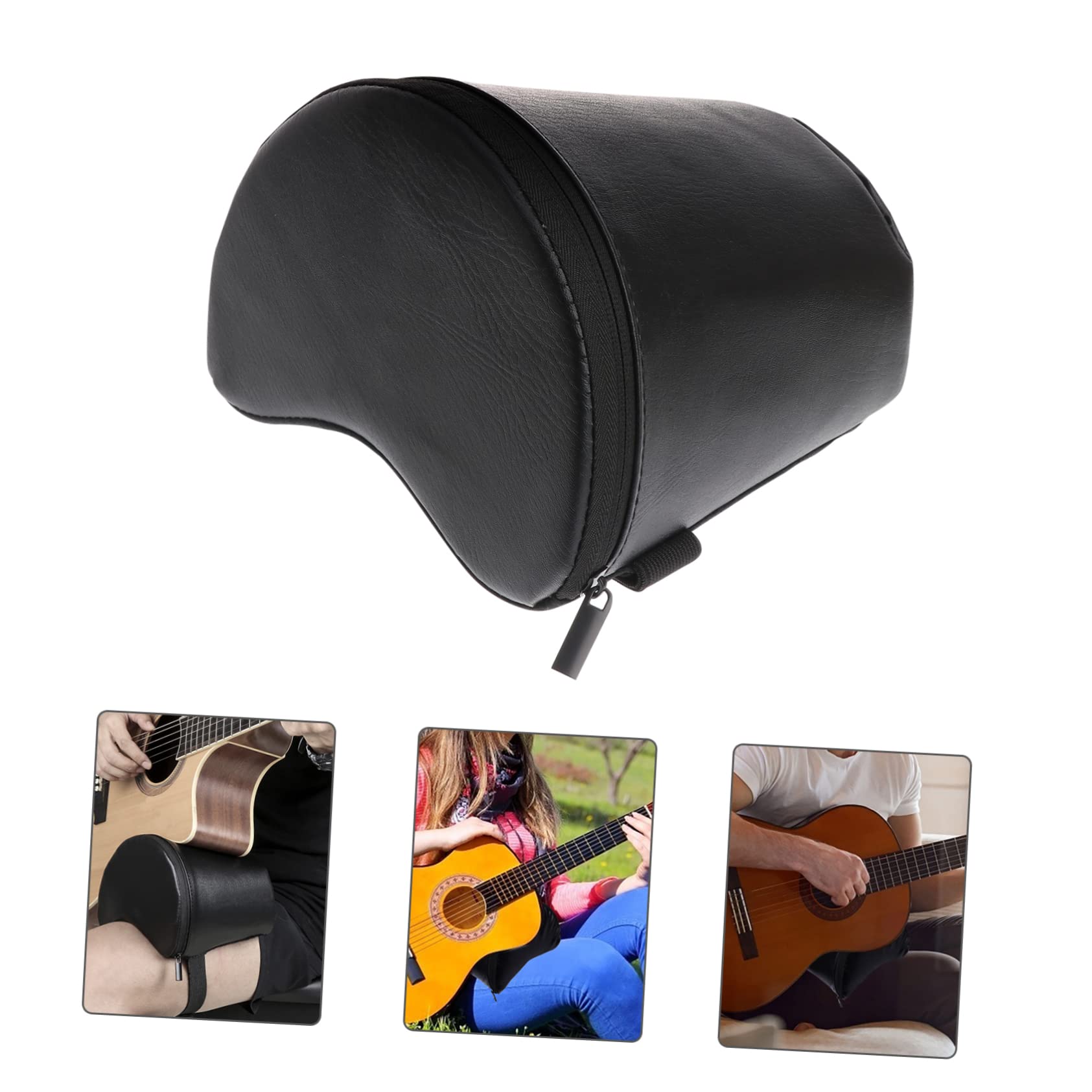 Vaguelly Poggiapiedi per Chitarra Flamenca in Pelle Sintetica, Antiscivolo | Fascia Elastica e Cuscino in Schiuma, Nero, per Chitarre Classiche, Studio Quotidiano e Uso da Palco