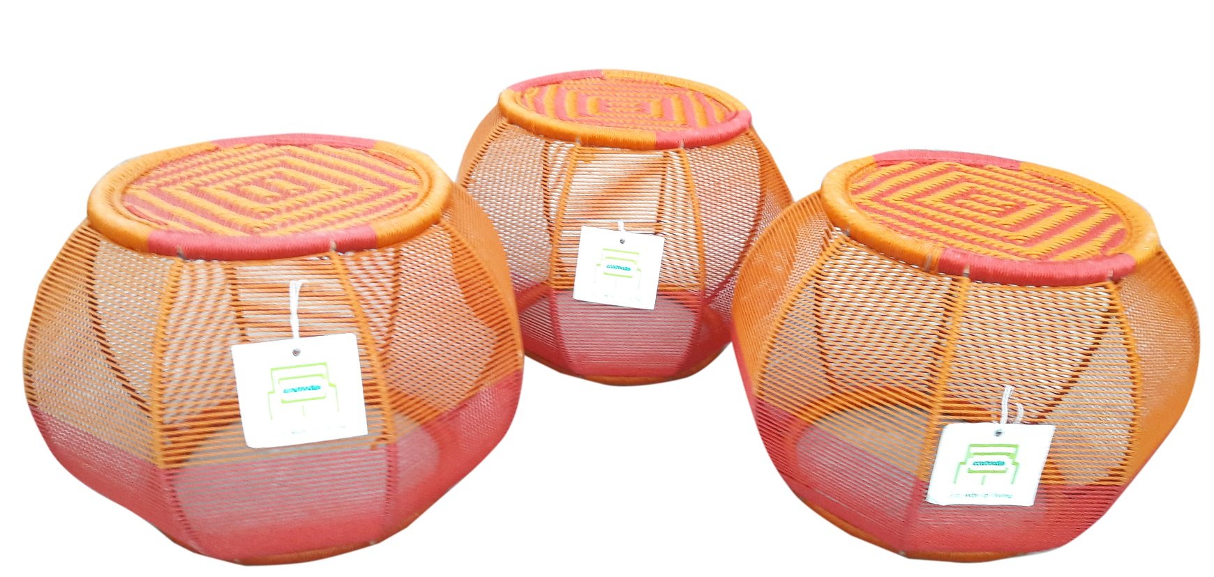 EcowoodiesHandicraft Iron Cane Furniture Set -(Multicolour), Pack of 3