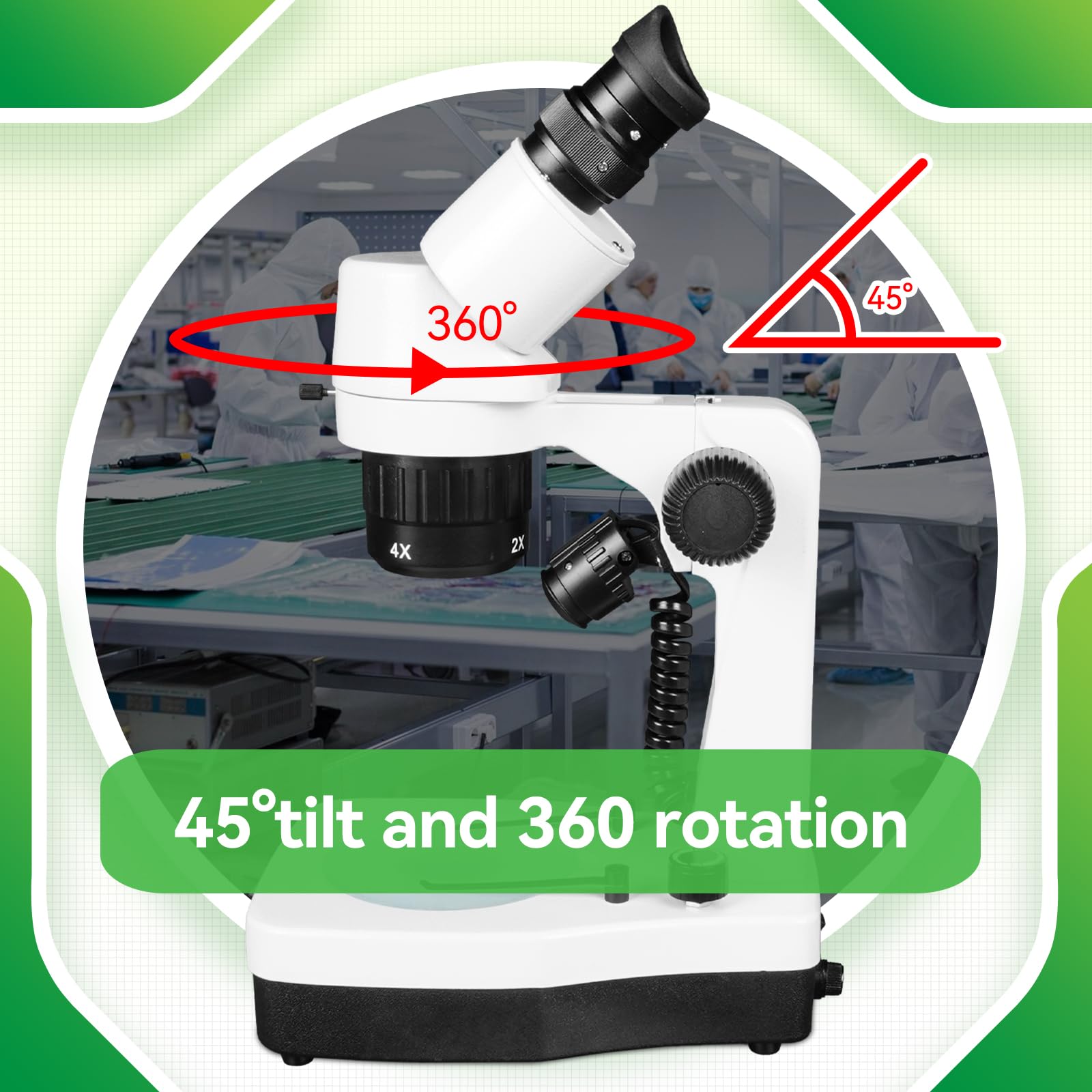 Svbony SM403 Microscopio Estéreo Binocular, 20x-80x Microscopio Estereoscópico, con Iluminación LED Doble Fuente de Alimentación, Microscopio Óptico para Reparación de Circuitos Impresos