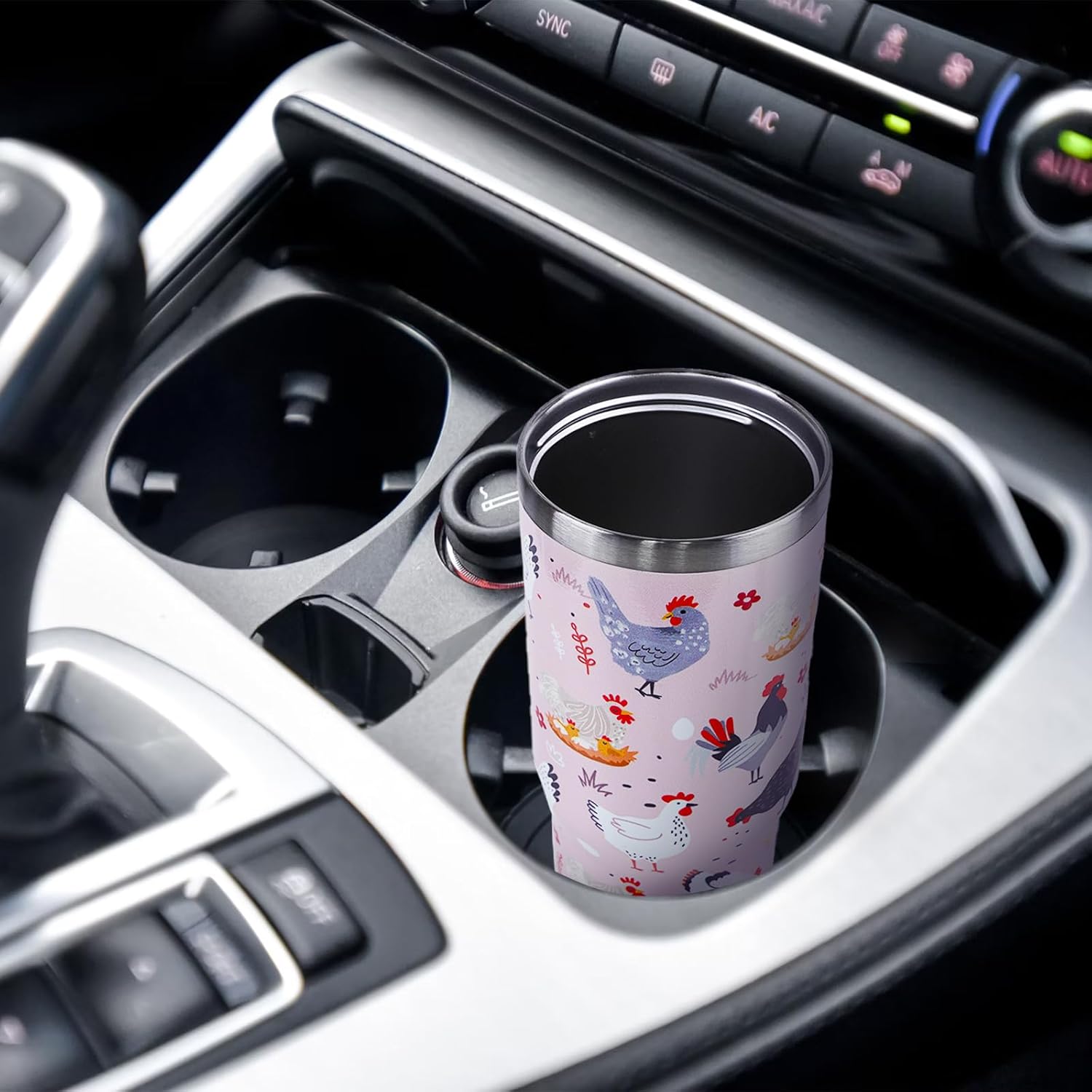 30 oz Tumbler with Handle Flip Straw Leak Proof - Chicken and Rooster Design 30oz Tumbler Travel Coffee Mug with Handle - Birthday Gifts for Women Chicken Lovers 30 Ounce Stainless Steel Cup - Image 4