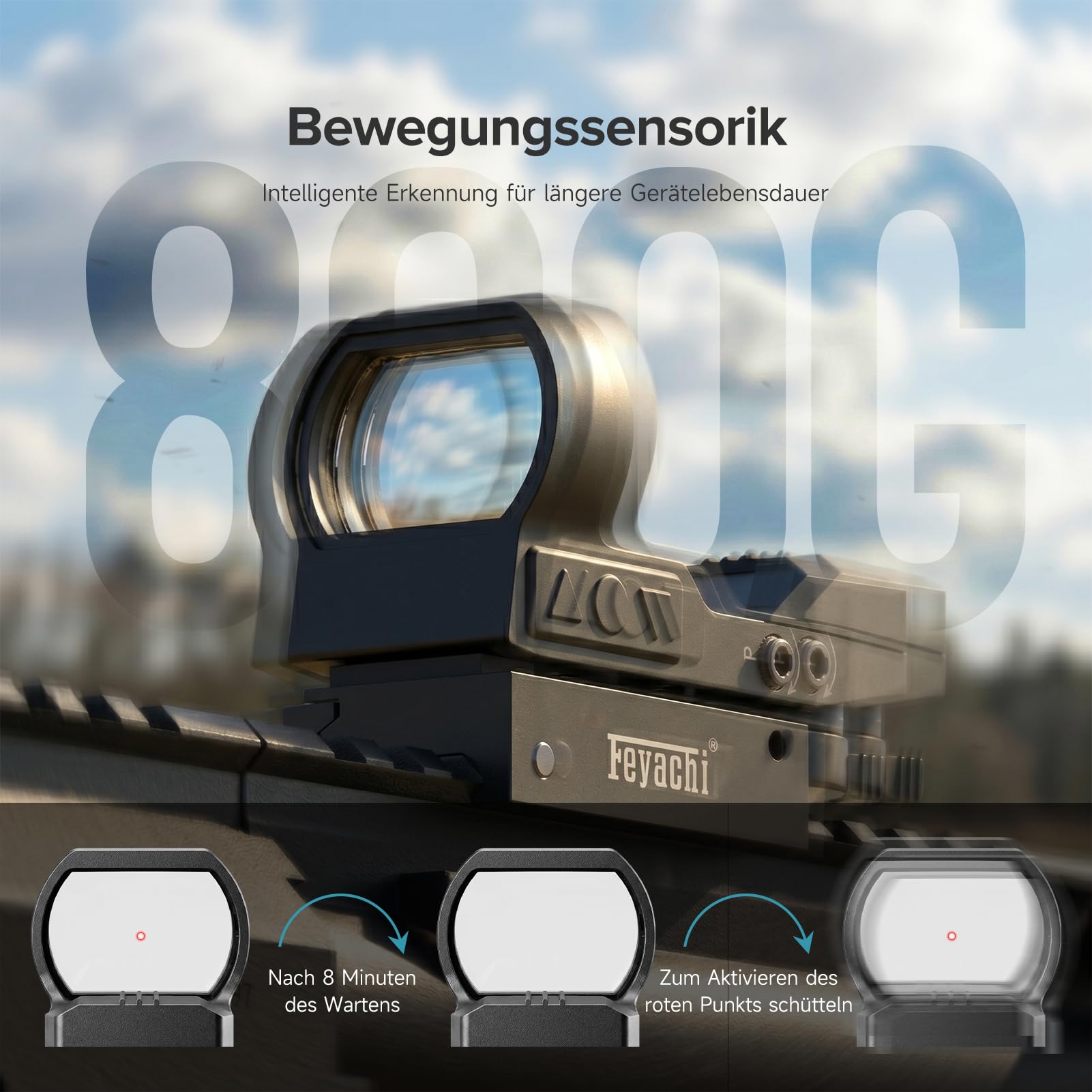 Feyachi RS-27 Red Dot Visier Wiederaufladbar Leuchtpunktvisier mit einstellbares taktisch Rot und Grün Fadenkreuz Zielfernrohr Reflexvisier kompatibel für 20mm/22mm Weaver oder Picatinny Schiene