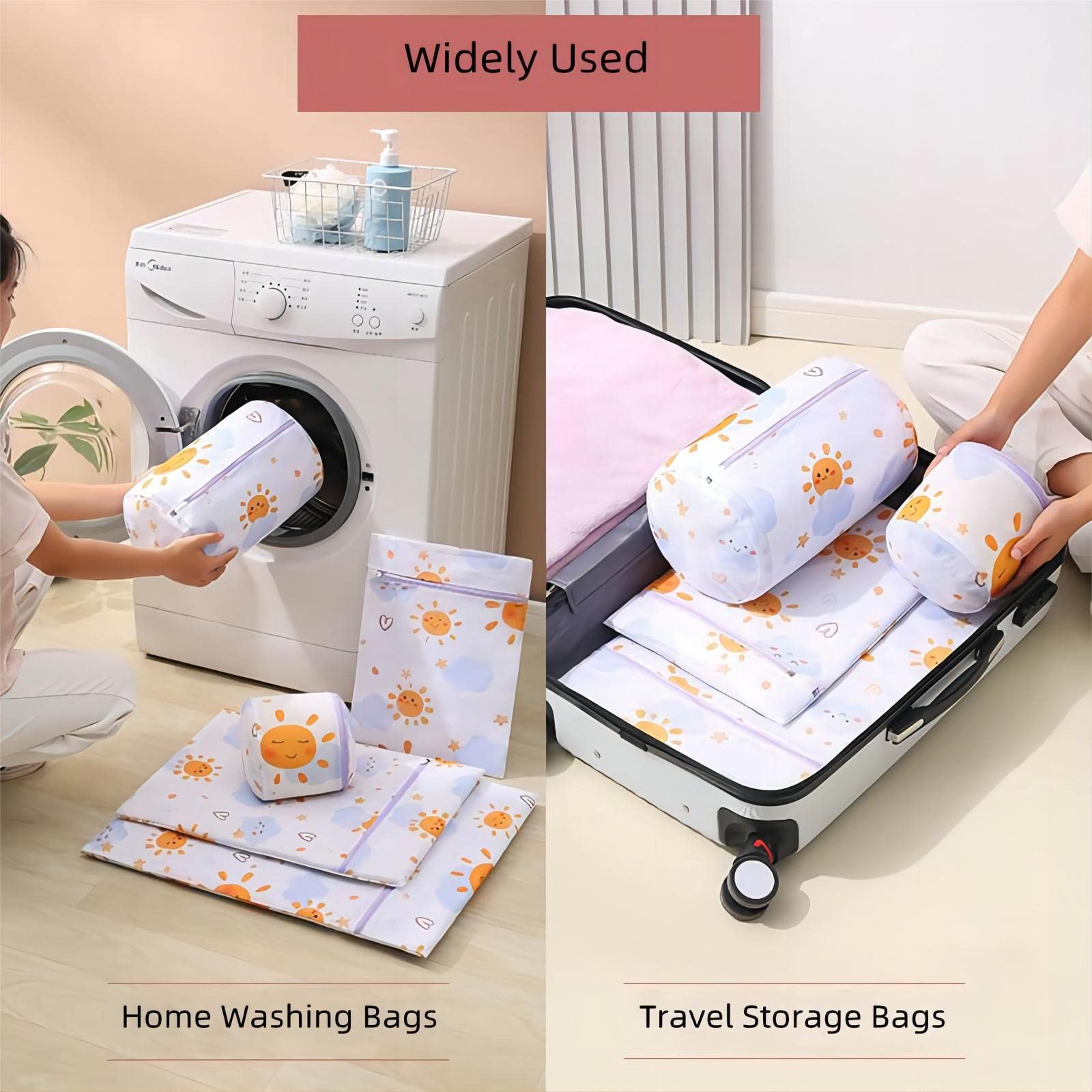 6 Sacchetti Per Biancheria Delicata In Rete - Set Di 6 Dimensioni Per Lavatrice E Viaggio, Da 60x60cm A Cilindro - 2