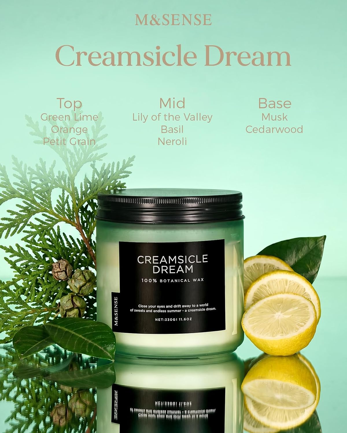 M&SENSE Orange Creamsicle Summer Scented Candle - 11.6oz Clean Non Toxic image 2