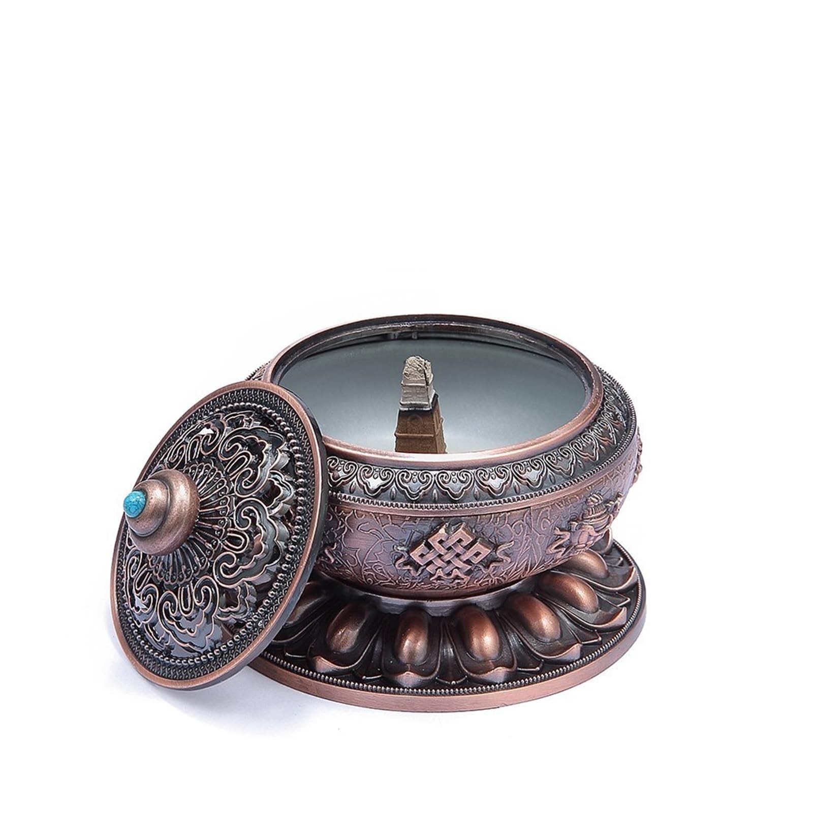 Räuchergefäß Yoga Weihrauchbrenner, Lotusplatte, Haushaltslegierung, Sandelholz, Tibetischer Weihrauchbrenner Aromatherapie(Brass)
