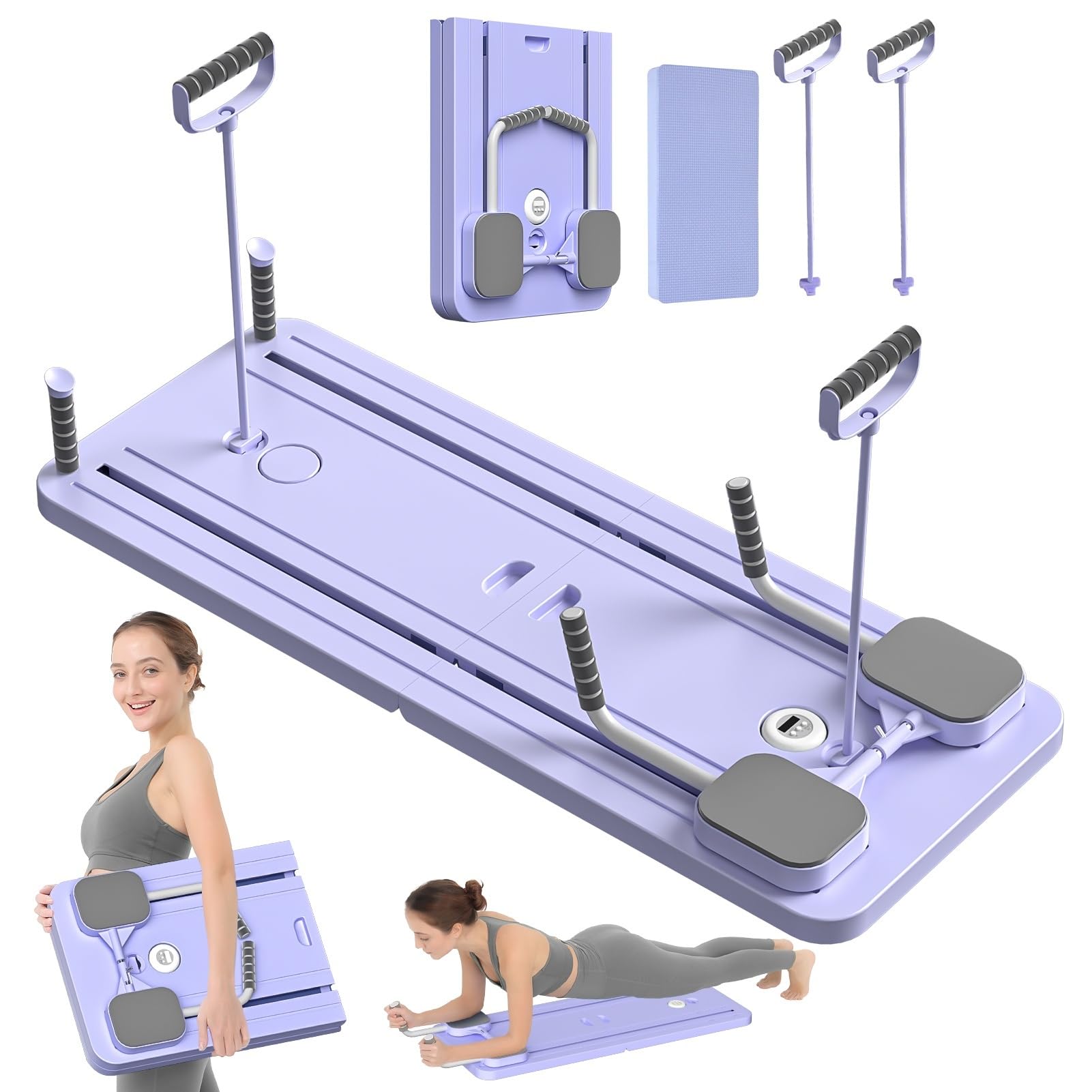 Pilates Board - Pilates Reformer Set, Multifunctional Portable Reformer Pilates Machine for Home, 5 in 1 Pilates Sliding Board Purple