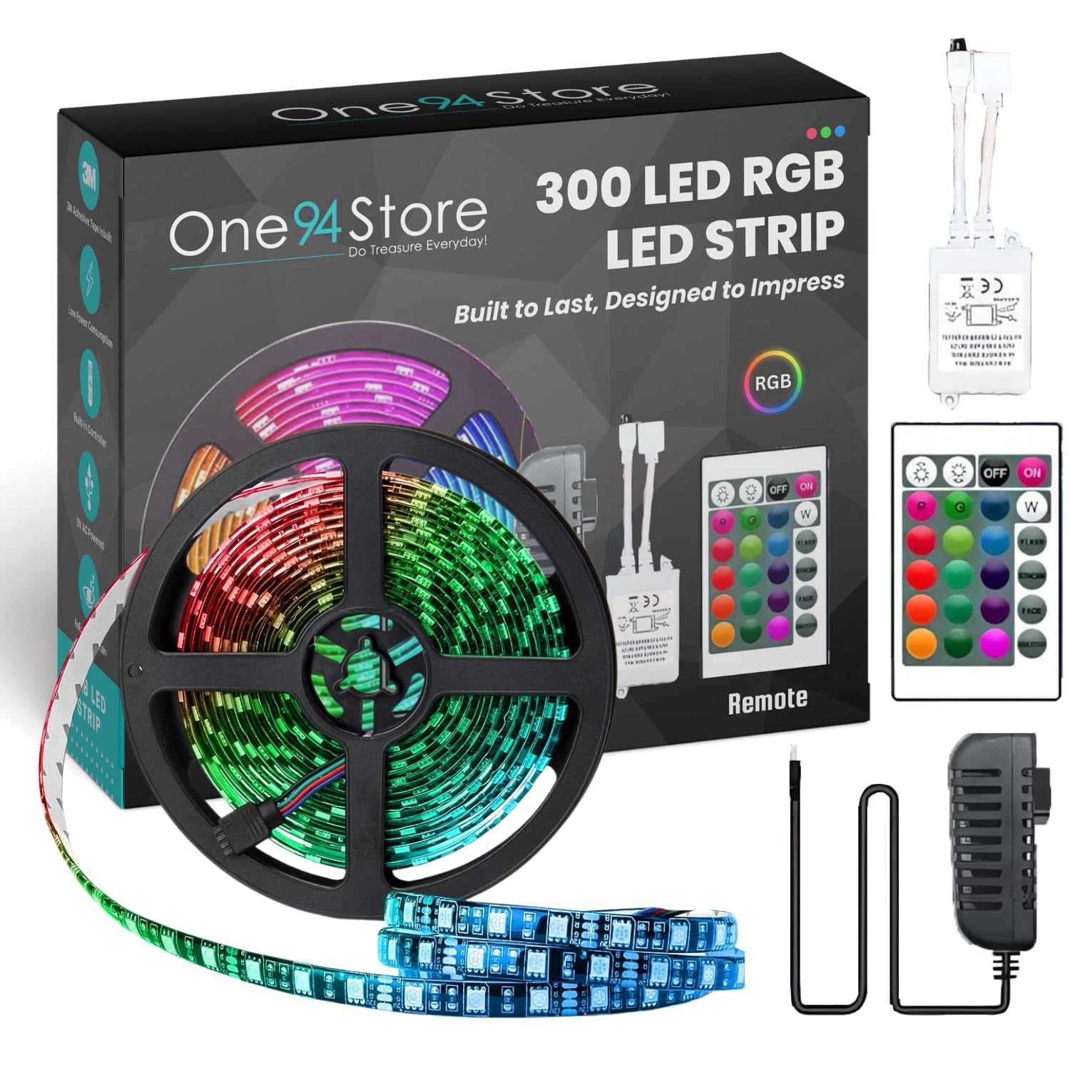 One94Store 5 Meter LED Strip Lights 300 Led RGB Strip Light with Adaptor with 16 Modes Remote Operated Smart LED Light for Home Decoration, Bedroom,Diwali Decoration & False Ceiling (Multicolor) (B0D8W1Z3RZ) Amazon Price History, Amazon Price Tracker
