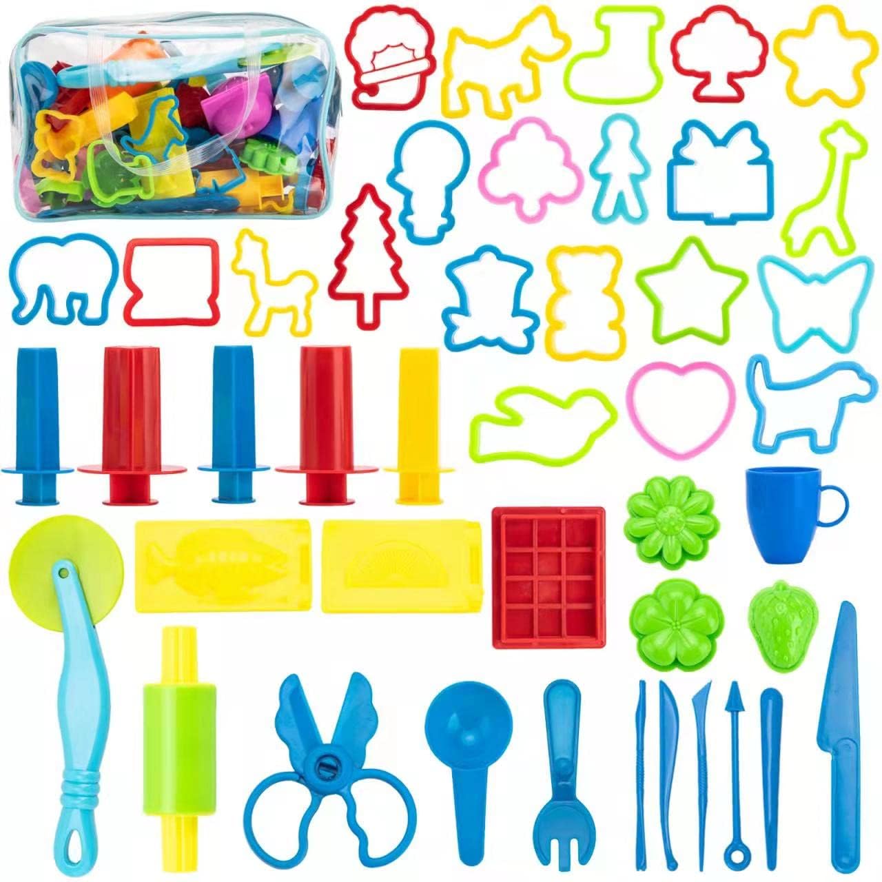 Vaike kaussMaykid Play Dough Tools for Kids, 46PCS Playdough Tools Kit Include Dough Accessory Molds Rollers Cutters Scissors and Storage Bag