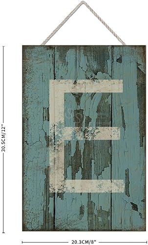 Vista 477 de Letrero colgante de madera con letra A, letrero de madera, decoración del hogar, 26 letras del alfabeto de metal, placa de madera, decoración