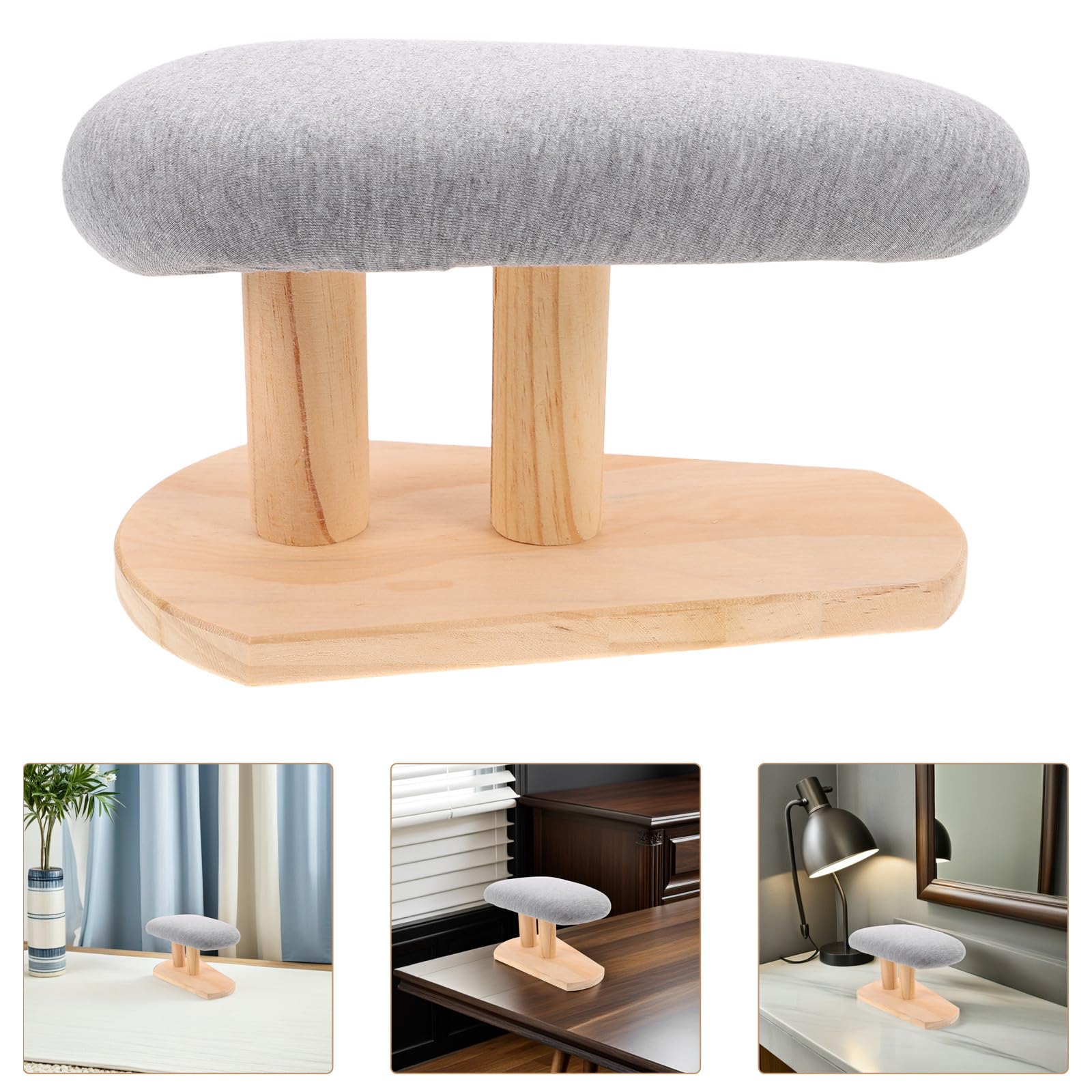 Tabla de Planchar de Mesa de Madera, Mini, Ergonómica y Antideslizante | Funda Acolchada Gris, Base de Madera Redondeada, para Costura Doméstica en Apartamento y Lavandería