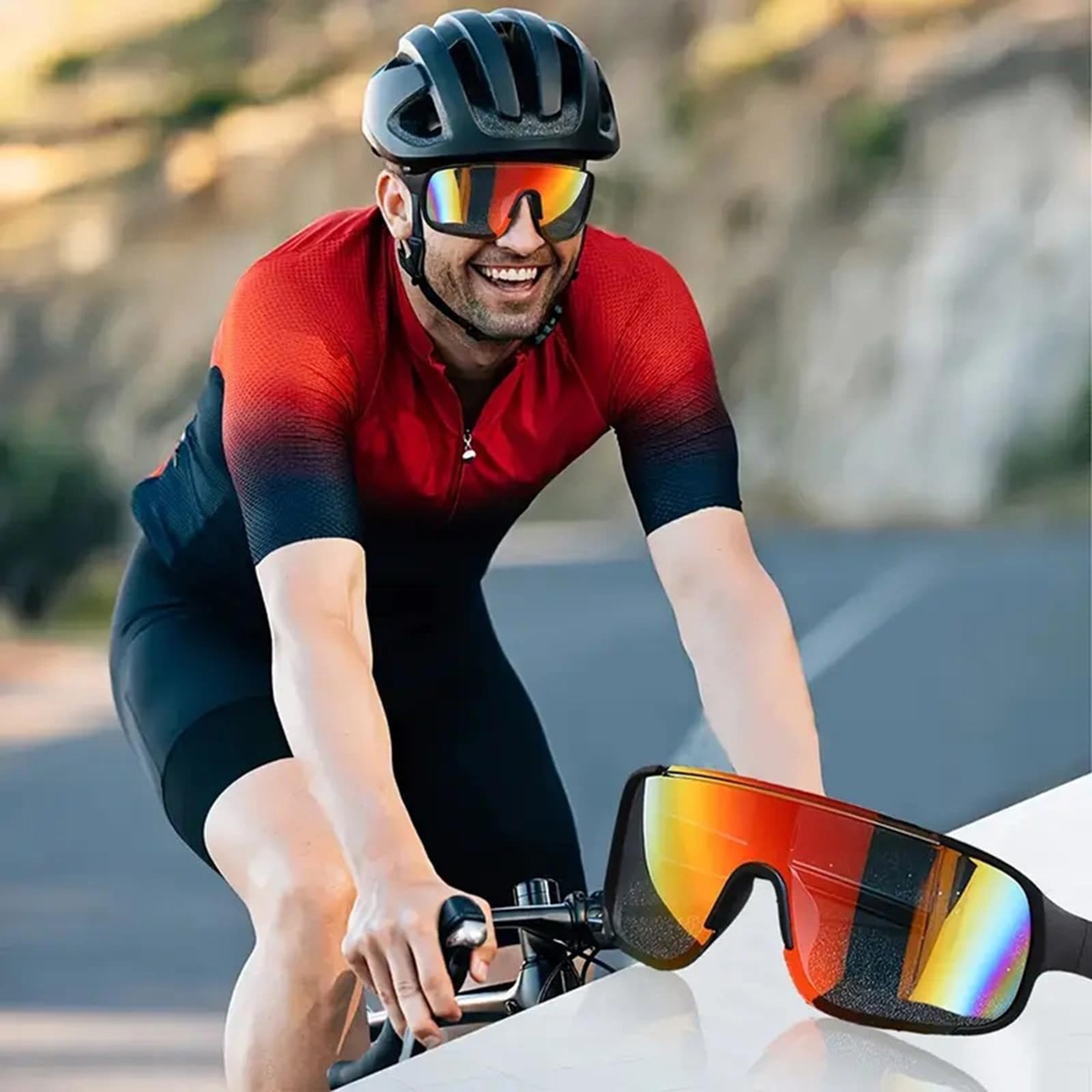 Confezione da 6 occhiali da sole sportivi per uomo e donna, protezione UV400, leggeri, avvolgenti, antiscivolo, per corsa, ciclismo, pesca, golf, pallavolo, escursionismo, attività all'aperto
