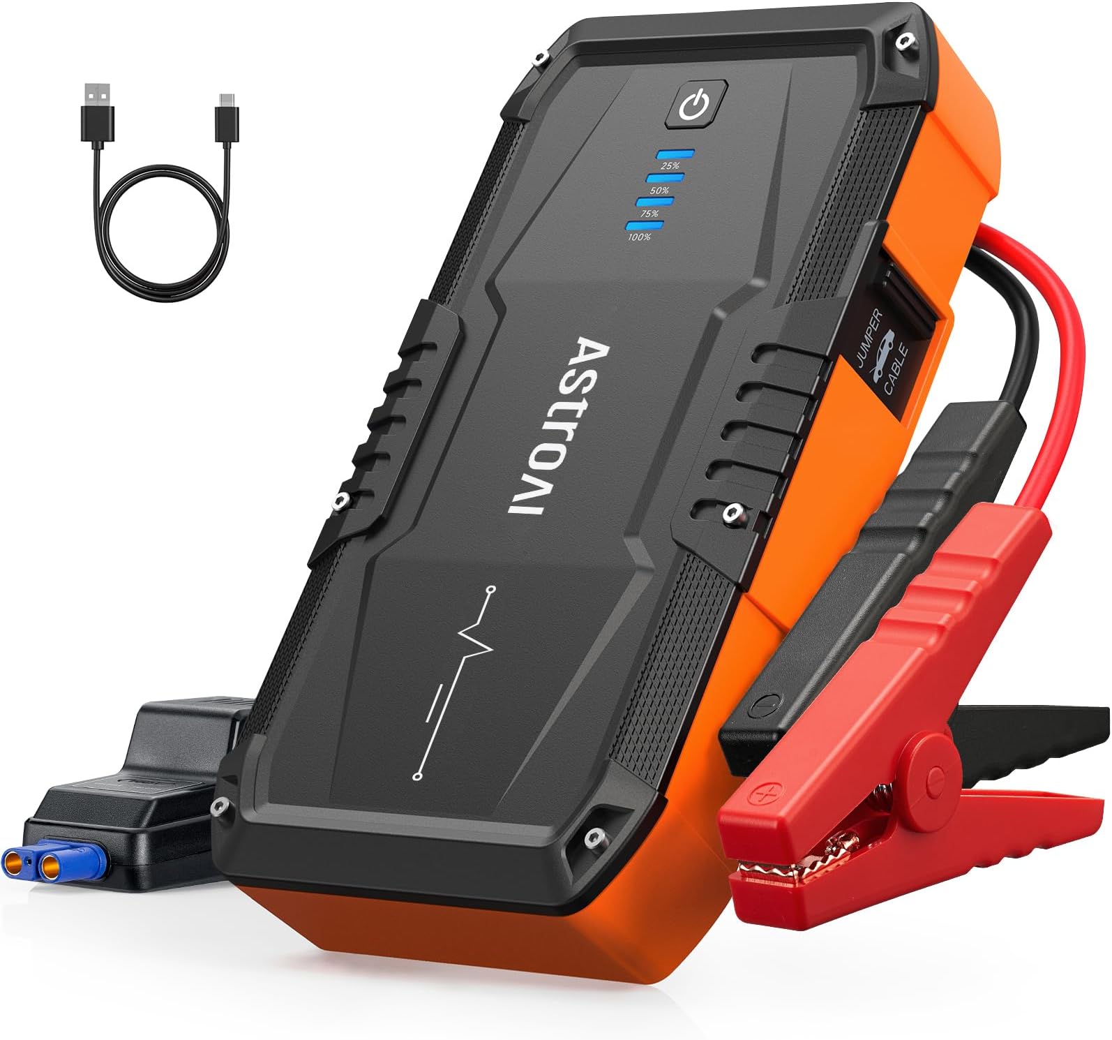 S8 Car Battery Jump Starter, 1500A Peak Car Jumper Starter Battery Pack for Up to 6.0L Gas & 3.0L Diesel Engines, 12V Portable Jump Box with 3 Modes Flashlight and Jumper Cable (Orange)
