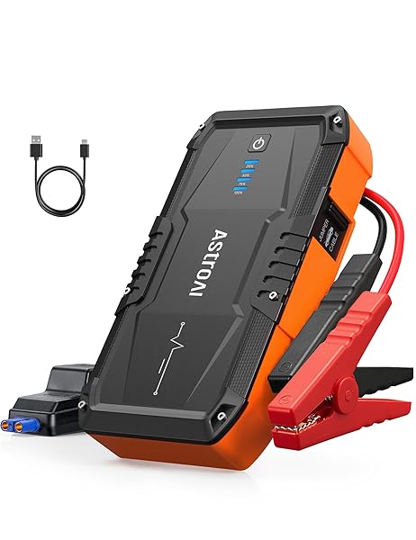 AstroAI S8 Car Battery Jump Starter, 1500A Peak Car Jumper Starter Battery Pack for Up to 6.0L Gas & 3.0L Diesel Engines, 12V Portable Jump Box with 3 Modes Flashlight and Jumper Cable (Orange)