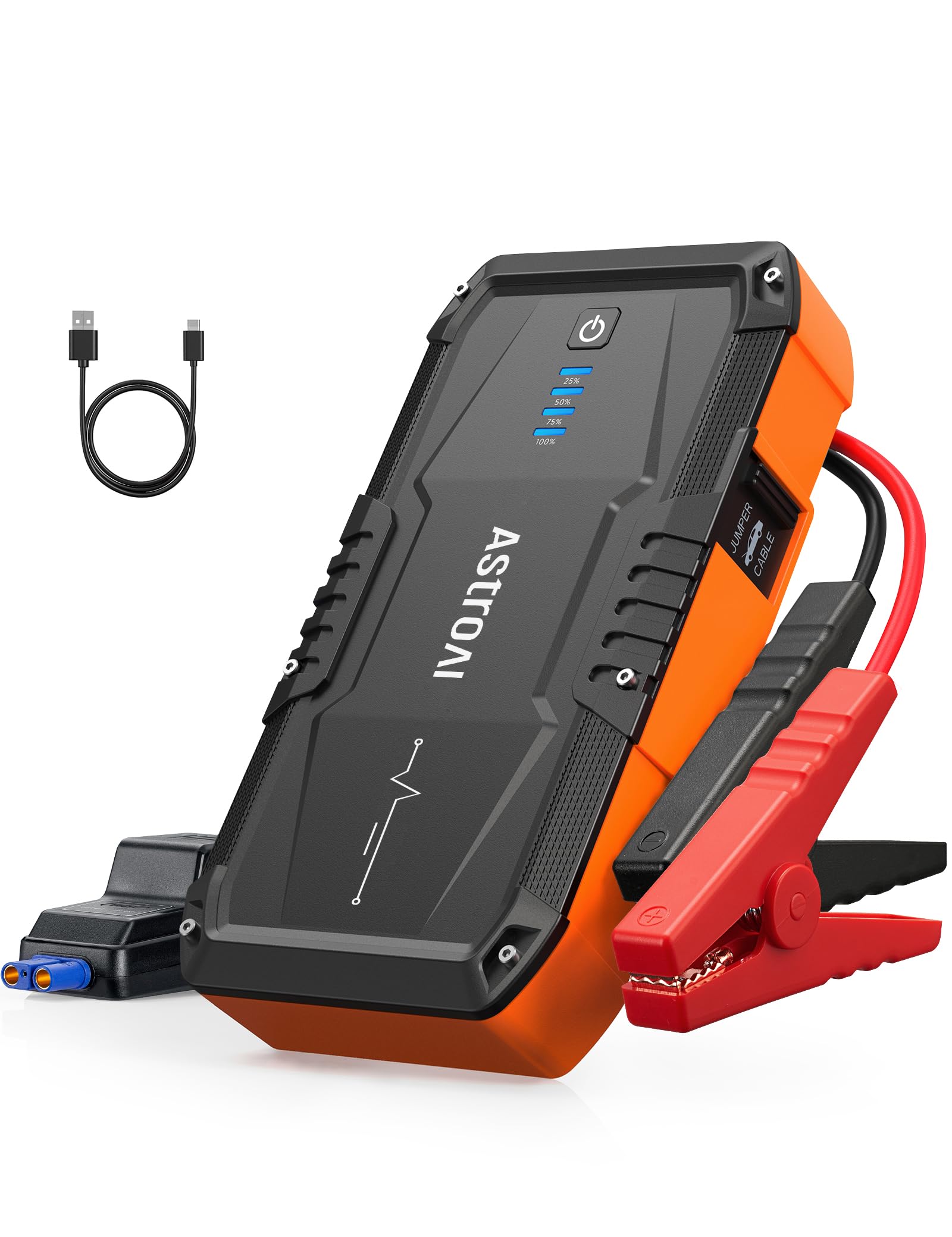 AstroAIS8 Car Battery Booster Jump Starter Power Pack,1500A 12V Portable Car Jump Starter Power Bank for Up to 6.0L Petrol & 3.0L Diesel Engines, With Smart Jumper and LED Torch