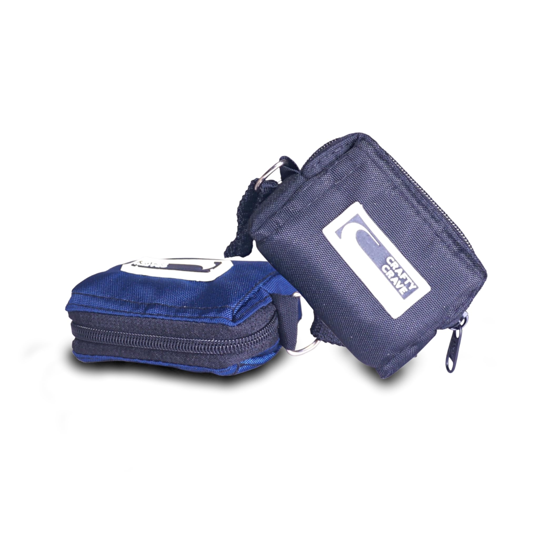 set of 2 small multipurpose pouches for women and girls – coin pouch, earphone case, utility mini storage bag – compact travel organizer (black & blue)