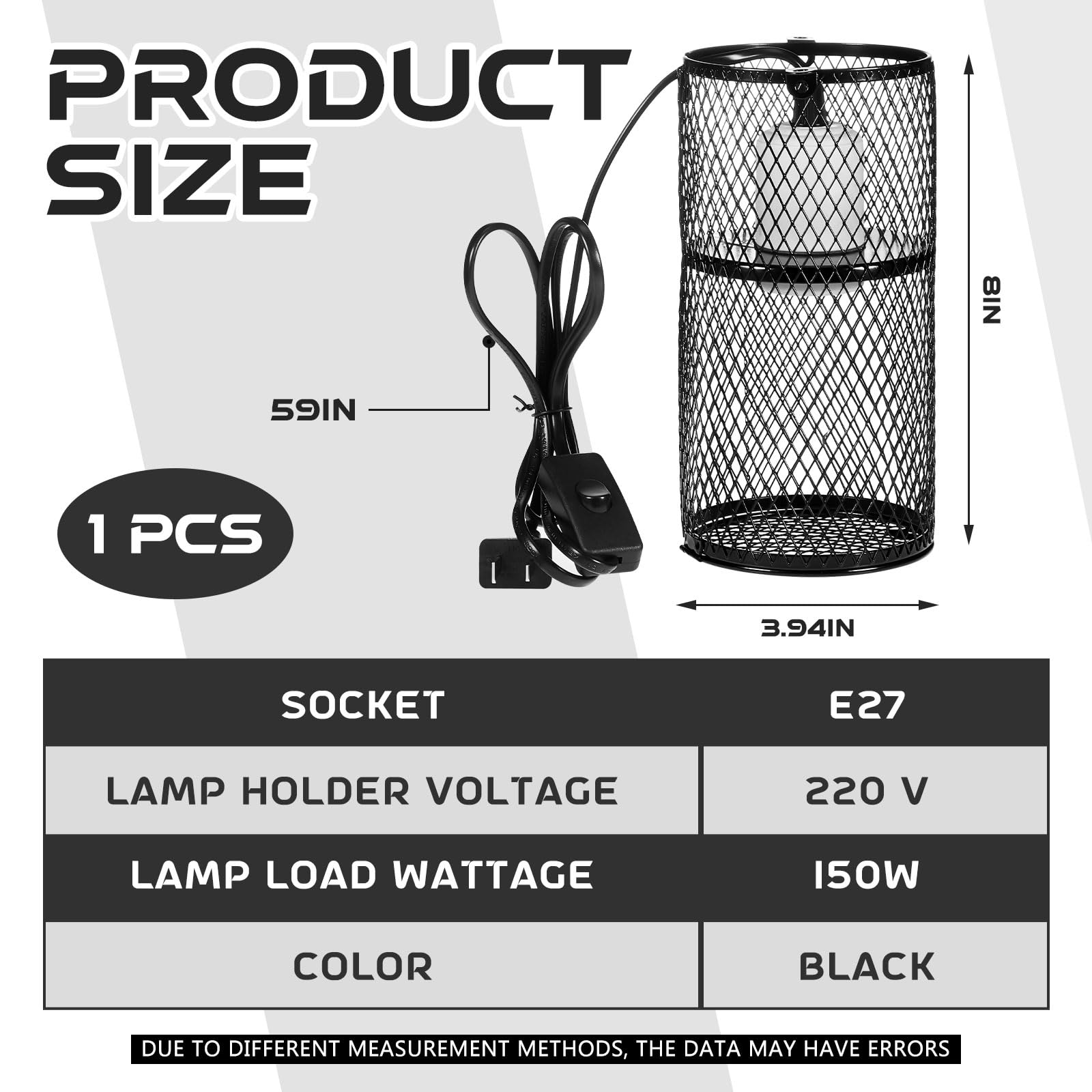 VIHOSE 1 Pcs Reptile Heat Lamp Guard with 150W Ceramic Heat Emitter Basking Anti Scald Heating Lamp Holder Mesh Cage Reptile Protection Lampshades for Lizard Snake Chick, Bulb Not Included - image 2