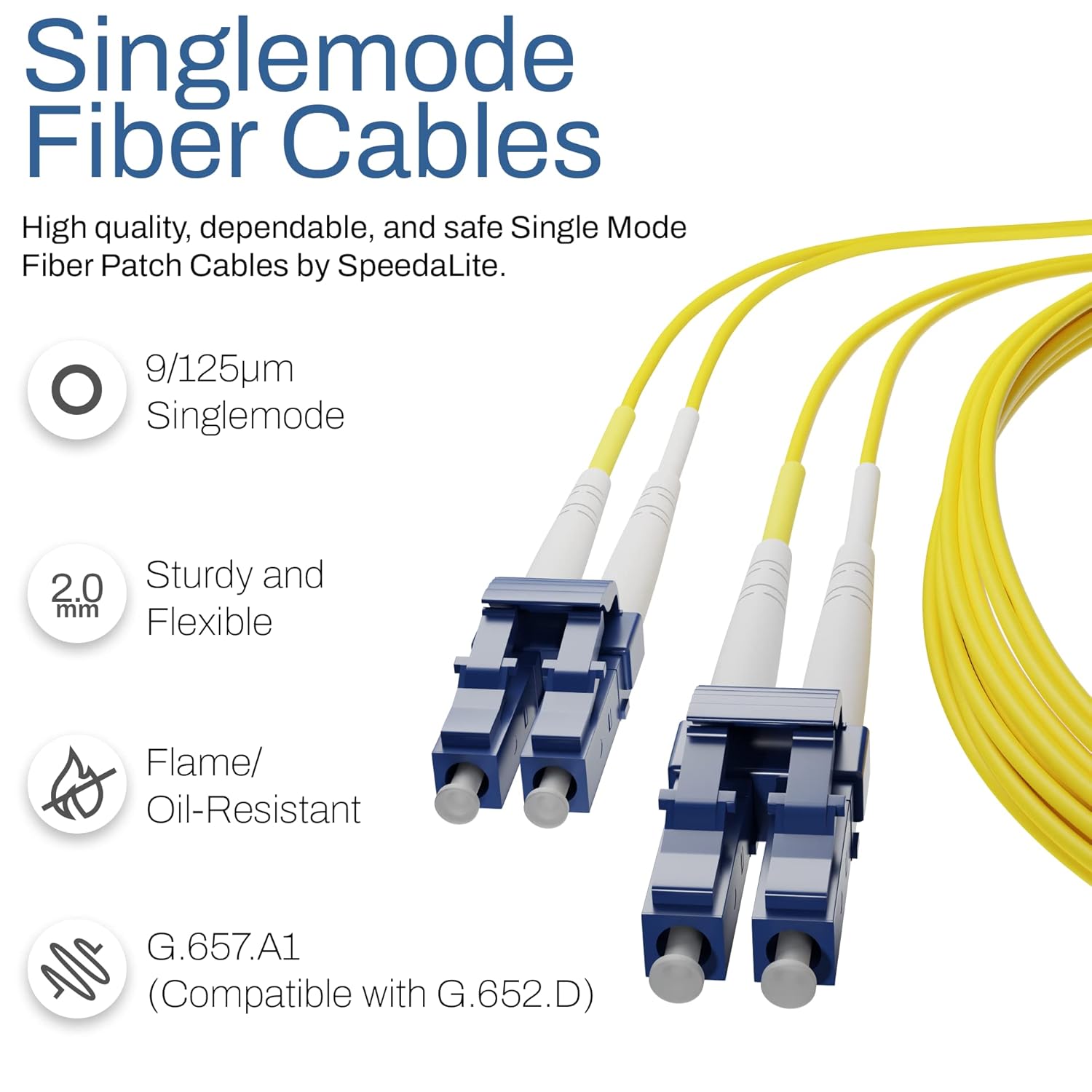 5-Pack 1M LC to LC Fiber Patch Cable Single Mode Duplex OS2 100Gig OFNR, Singlemode, SMF Jumper, A(Tx) to B(Rx), 1 Meter