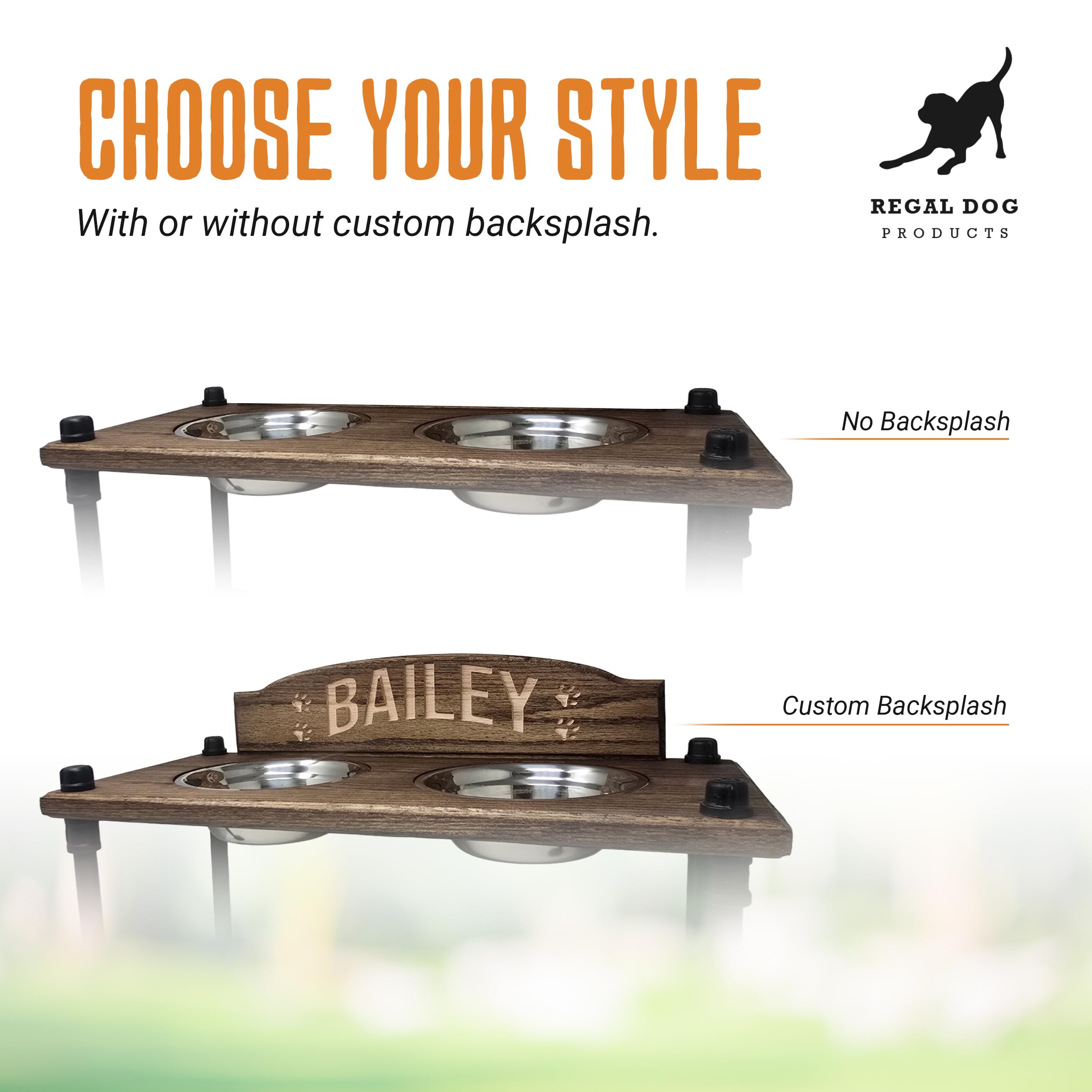 Soporte elevado para cuenco para perros con cuencos de acero inoxidable, comedero elevado para perros, madera de roble con patas de tubo industriales, acabado impermeable, hecho a mano en Estados