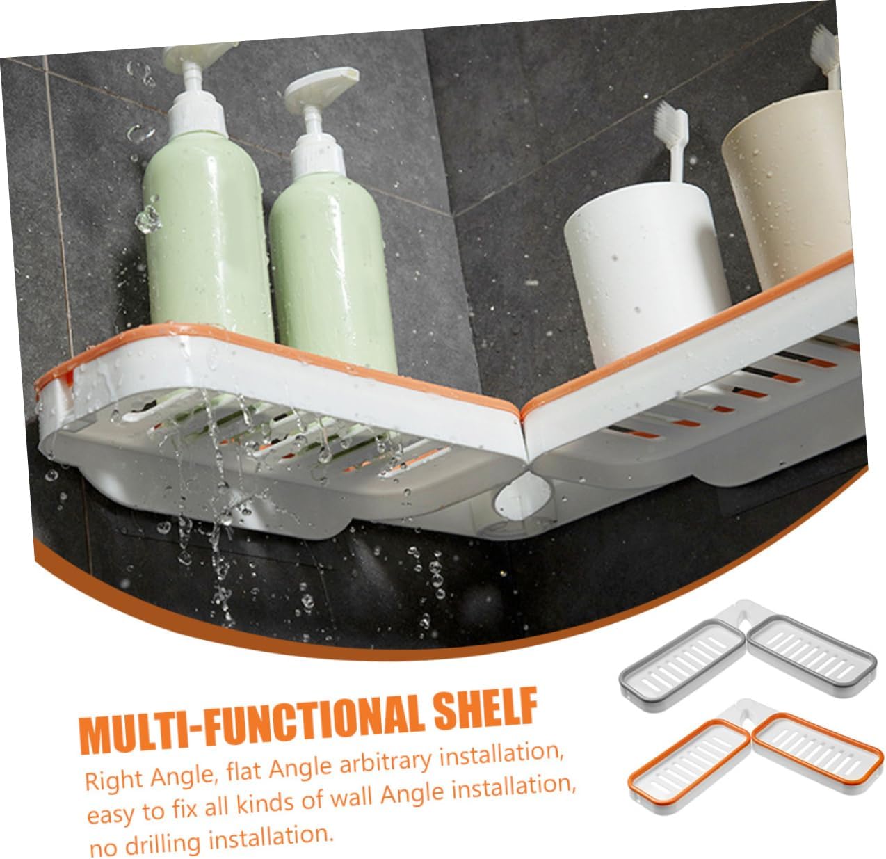2Pcs Foldable Wall-Mounted Storage Rack Plastic Bathroom Organizer Draining Design Space-Saving Shelves for Toiletries and Bathroom Supplies