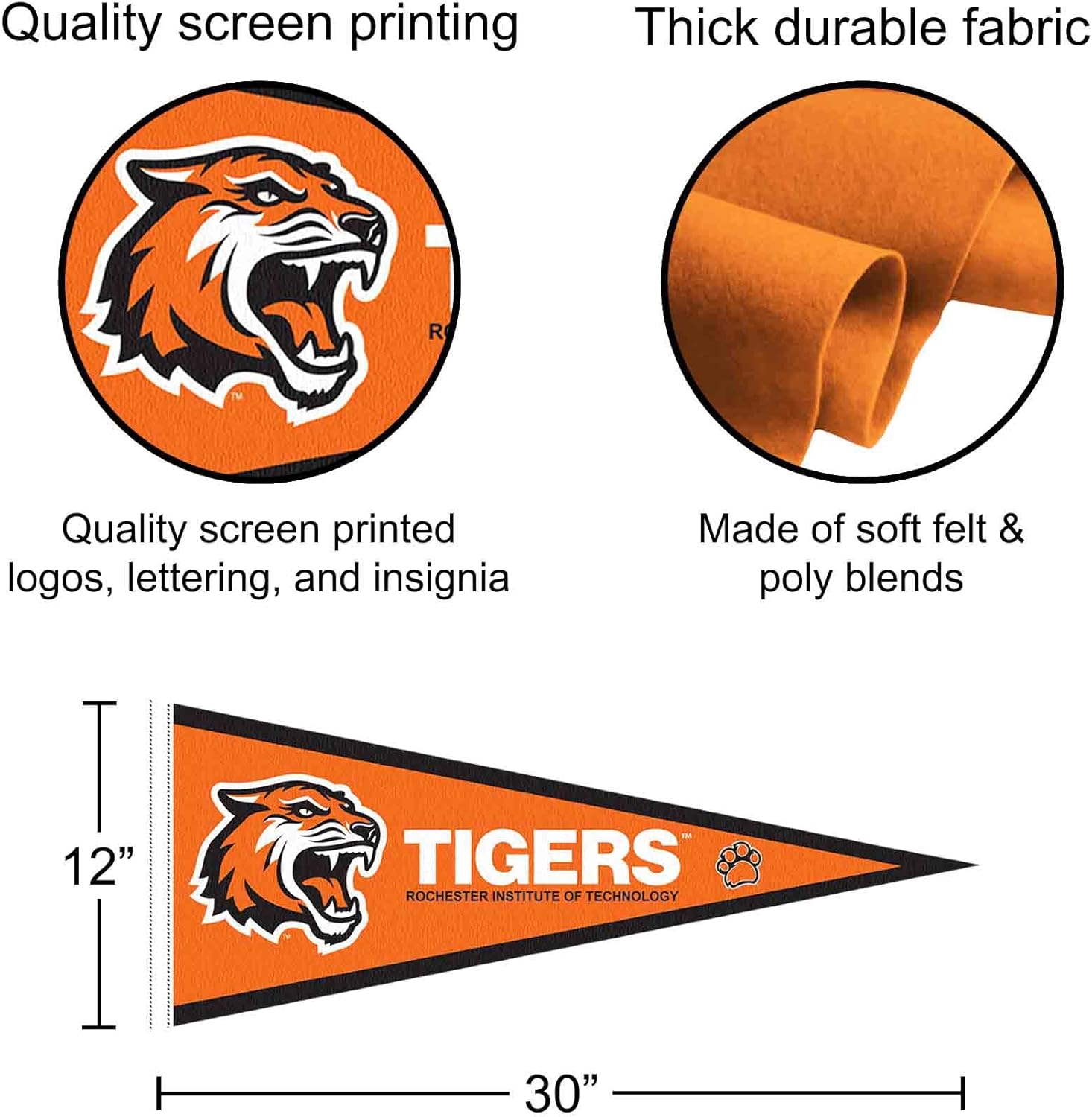 RIT Tigers Pennant Flag - Image 2