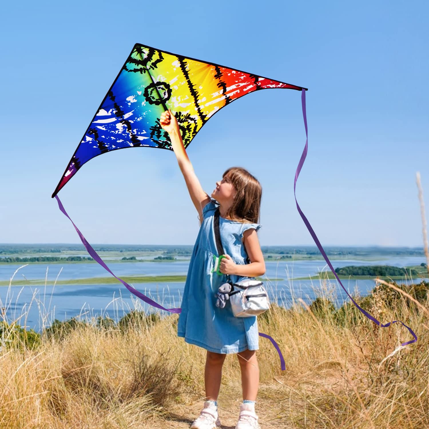 HONBO Grands Cerfs-Volants Delta pour Enfants et Adultes pour Les Excursions à la Plage, Les Jeux de Plein air, Parfaits pour Les débutants, Corde Incluse, Jouets faciles à Voler, Cerfs-Volants avec
