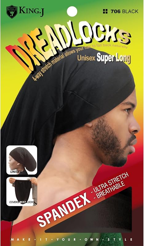 Touca de banho KING Super Long para dreadlocks, preta