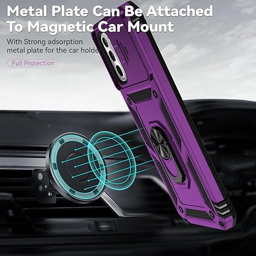 Miniatura 5 de Funda para Motorola Moto G 5G 2022 con cubierta deslizante para cámara y 2 protectores de pantalla HD, soporte de anillo de rotación de 360 grado