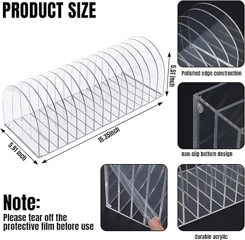 Miniatura 9 de Ctosree Organizador de archivos de acrílico para escritorio, soporte vertical para archivos, 15 compartimentos, clasificador de archivos de