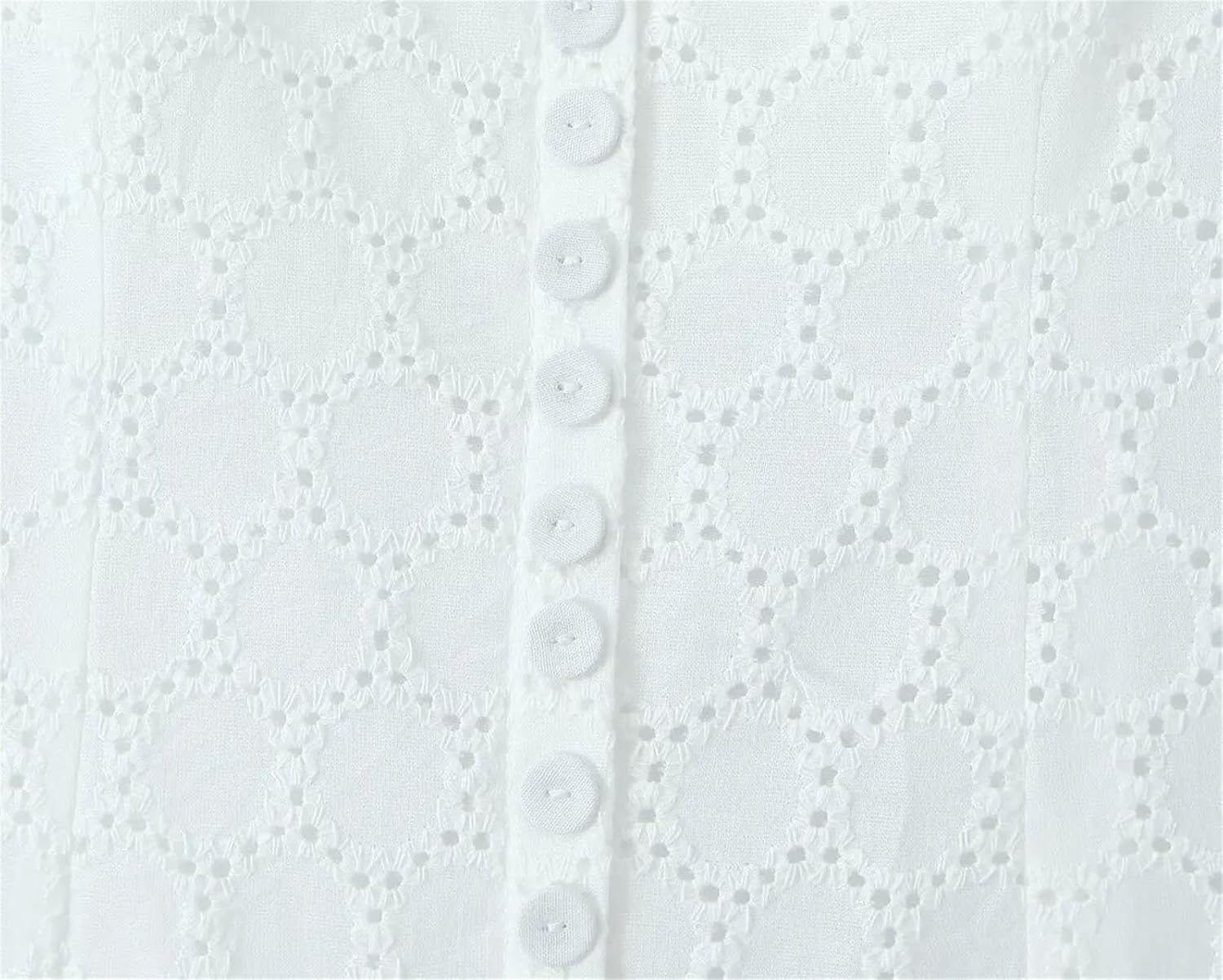 Women's Low Waist A-Line Mini Dresses Front Button Hollow Out Sleeveless Embroidery Tank Dress