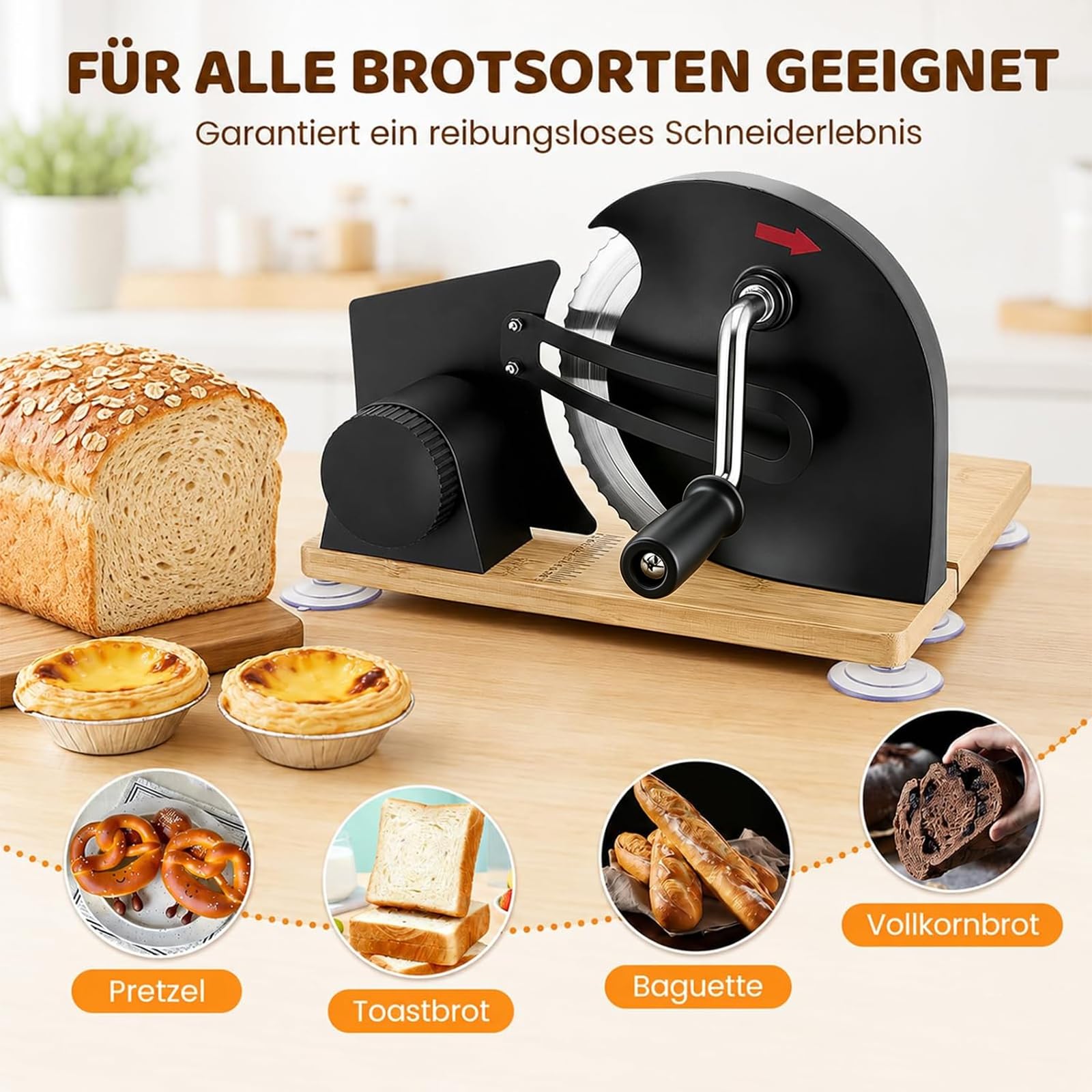Trancheuse à pain pliable manuelle en acier inoxydable 304 avec graduation, épaisseur de disque réglable, coupe-pain pour fromage, pain et légumes (noir)