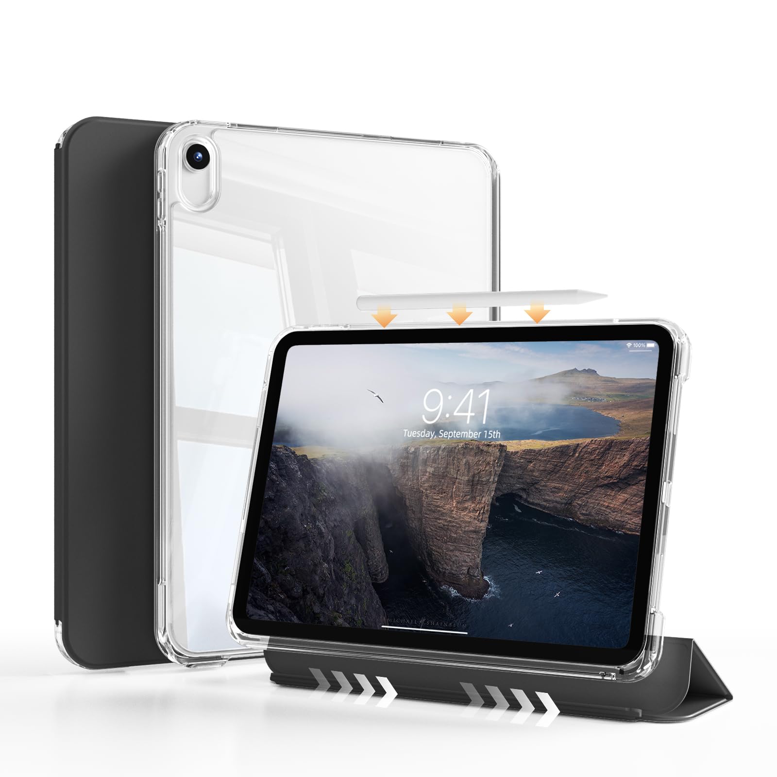 Hybrid-Hülle Für IPad Air 11 Zoll (2024/2025) & Air 10,9 Zoll – Mit Stifthalter, Transparent, Auto Sleep/Wake