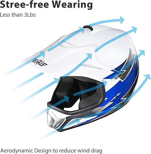 Miniatura 4 de AHR Youth & Kids Motocross Helmet DOT Full Face Offroad Dirt Bike Helmet for Motorcycle, ATV and Mountain Bike, Model H-VEN12