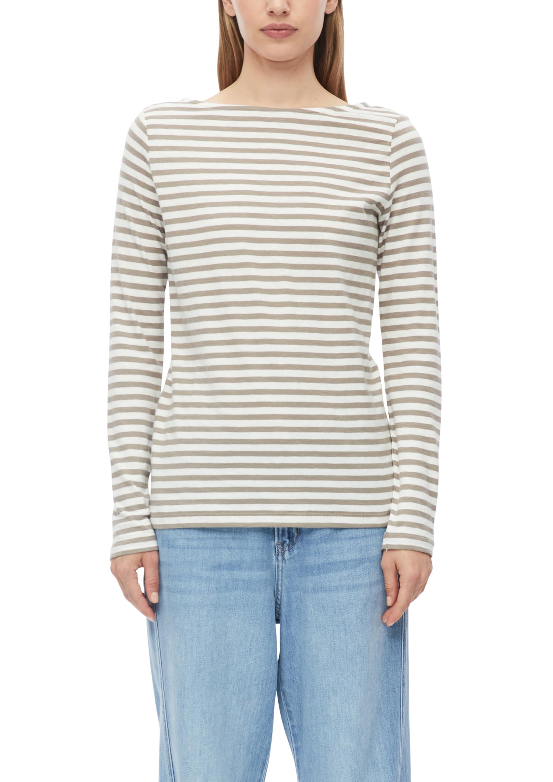 s.Oliver Bernd freier GmbH & co. kg/s.Oliver 2182446 - Camiseta de Manga Larga para Mujer, diseño de Rayas, Rayas Taupe, 36