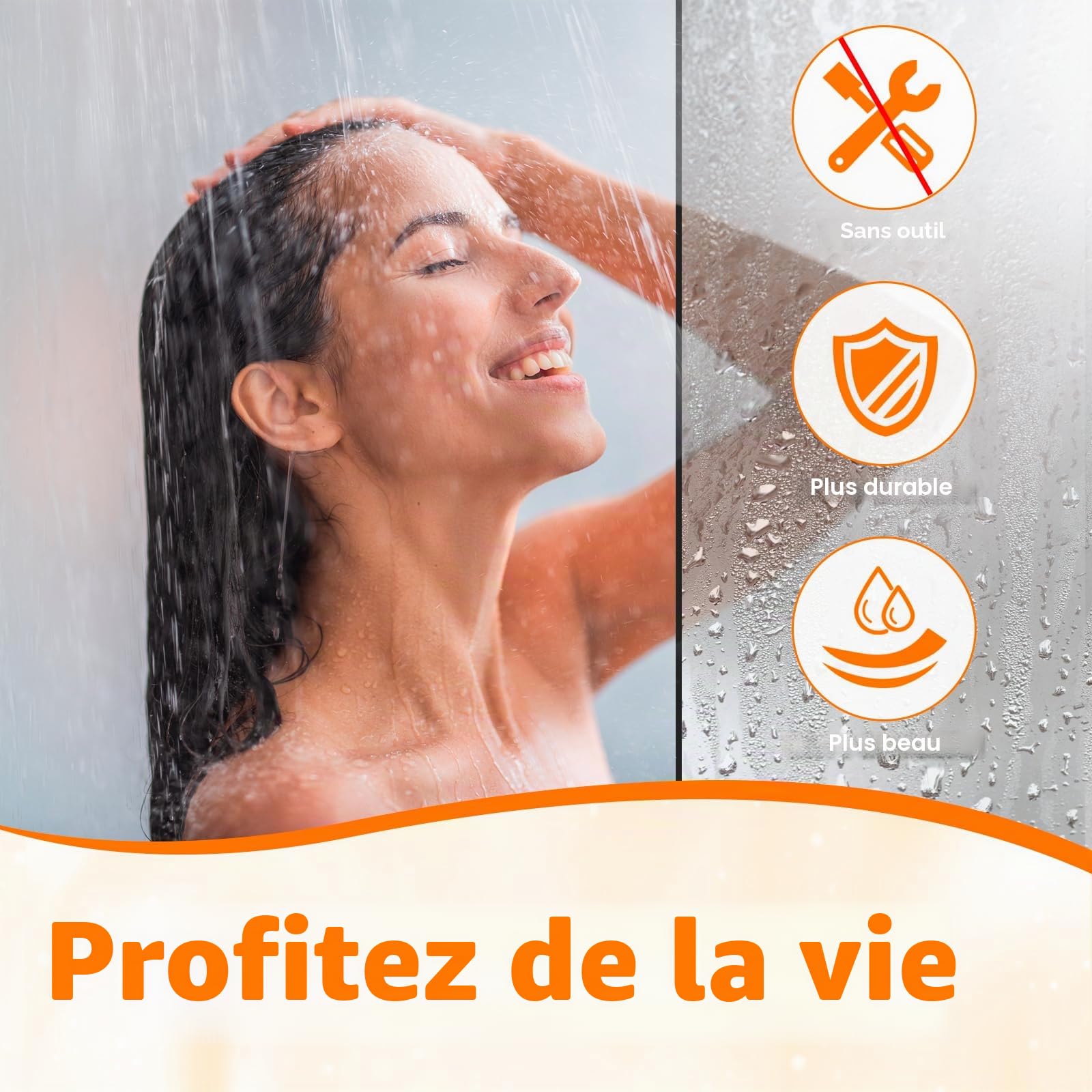 Joints d'étanchéité pour Portes de Douche en Verre 80CM, Vitre 5-8 MM, 2 Pièces, Transparent