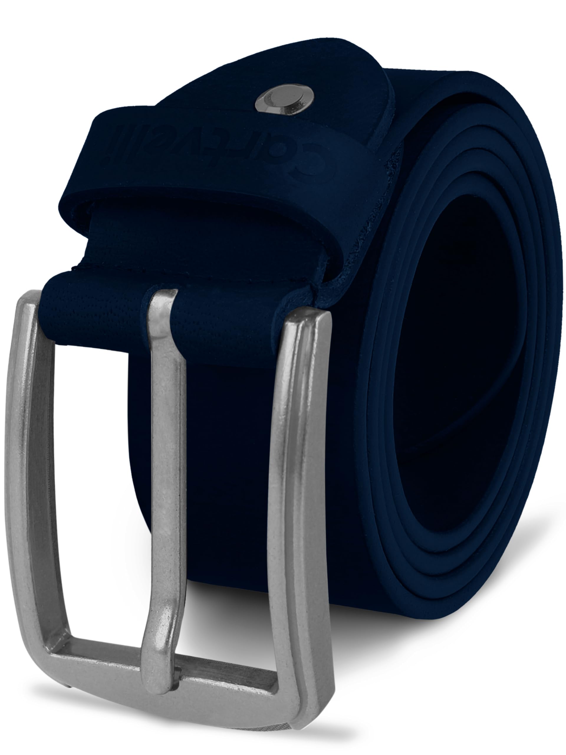 Cartvelli Herren Ledergürtel Blau Marine 80cm Made in Germany - 40mm Echt-Leder Gürtel Schnalle Silber Herrengürtel Vollleder Jeansgürtel Hellbraun BS19bl-80