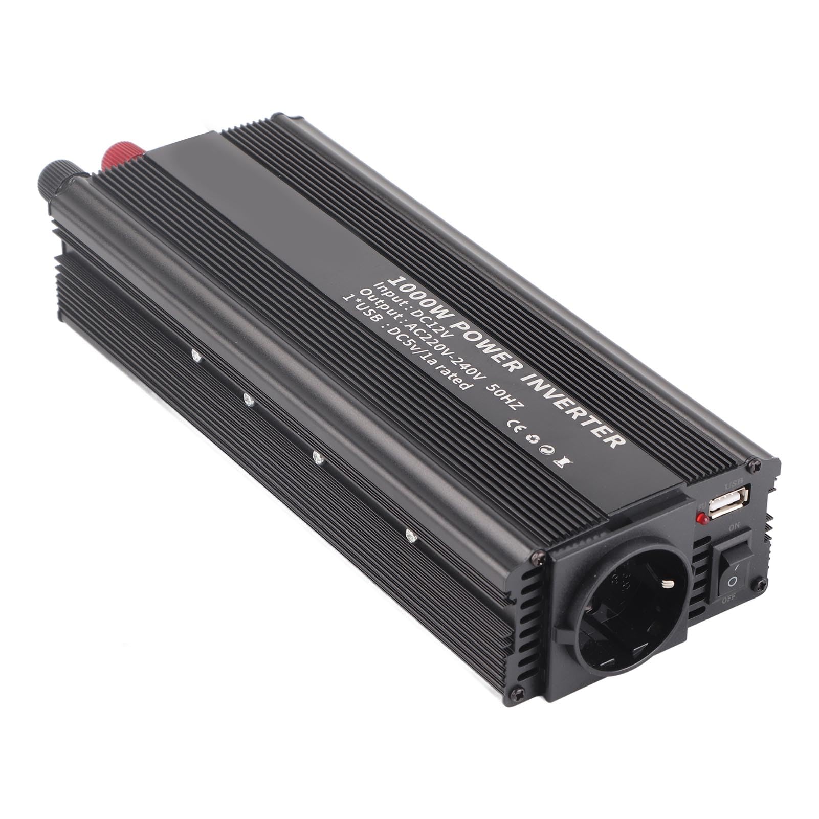 Akozon Inversor de Onda sinusoidal Pura Convertidor de 12 V Convertidor de Corriente 220V 1000W con Panel Solar