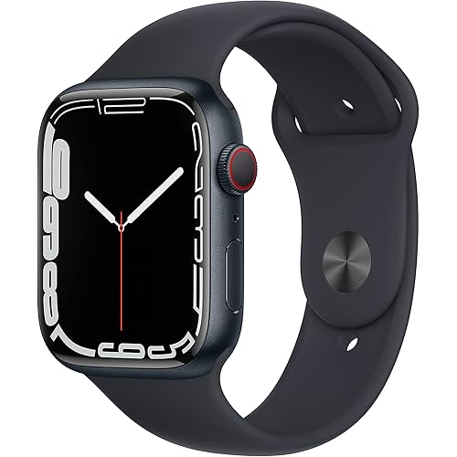 Apple Watch Series 7 (GPS + Cellular, 45MM) - Midnight Aluminum Case with Midnight Sport Band (Renewed Premium)